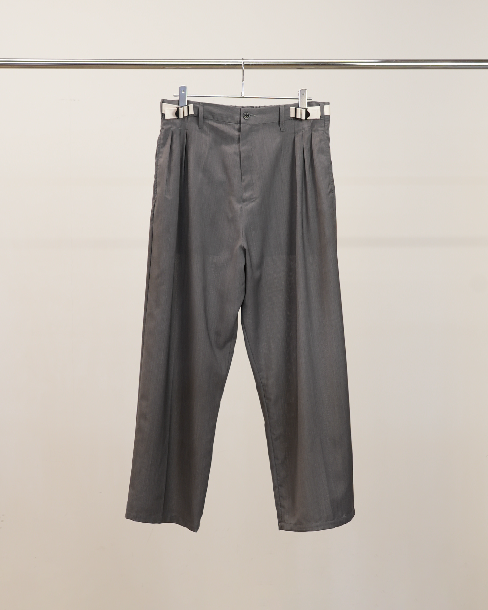 BELTED WOOL SLACKS(GRAY)