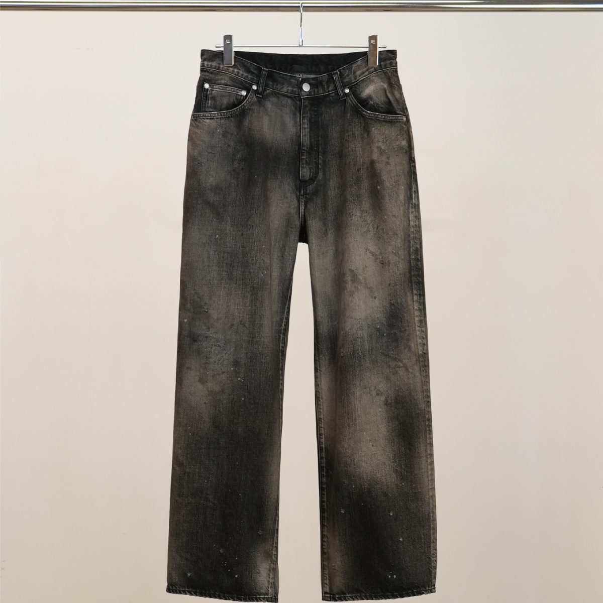 AGING MIDDLE STRAIGHT 5P DENIM PANTS(BLACK)