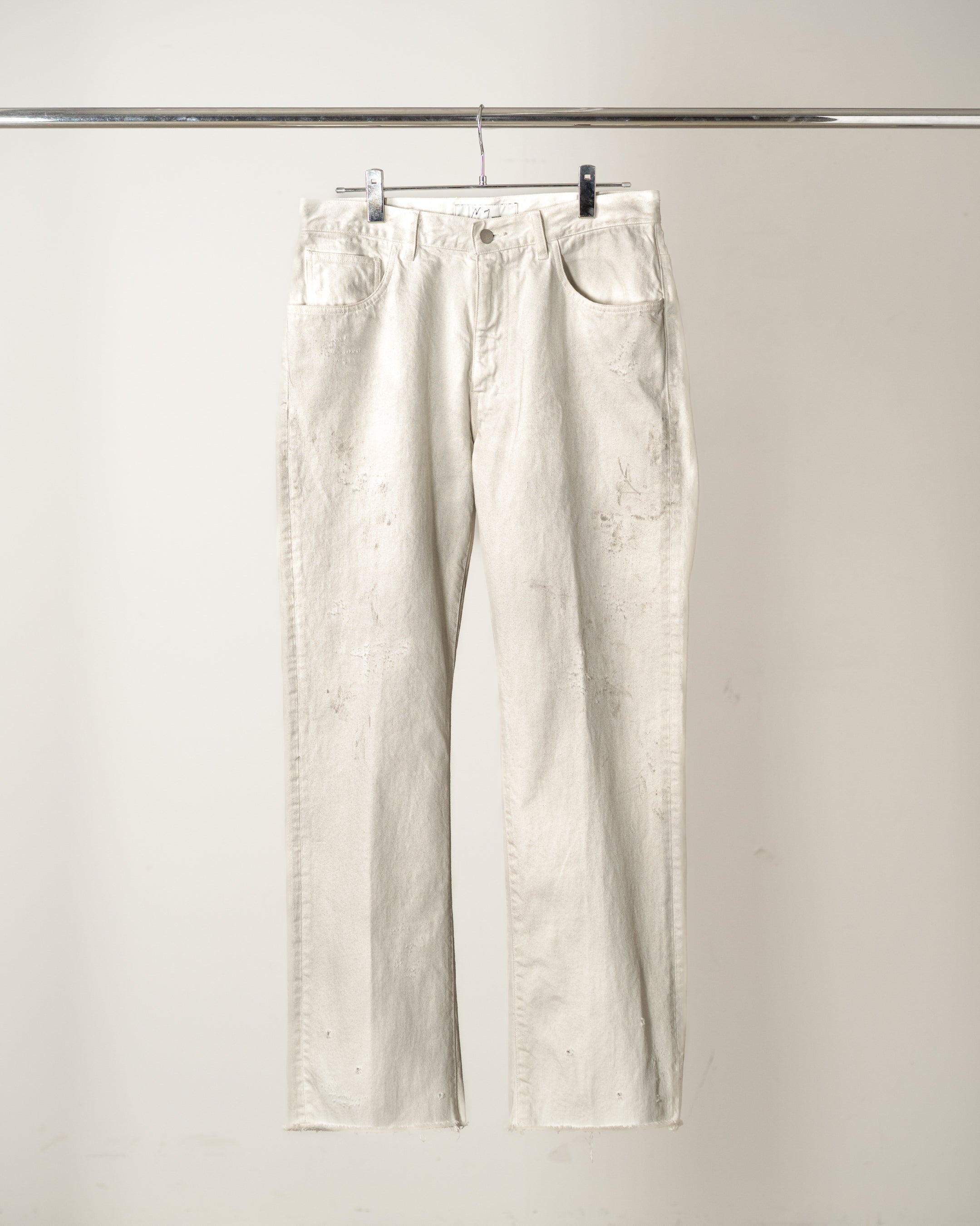 CUT-OFF LENGTH DENIM PANTS(WHITE)