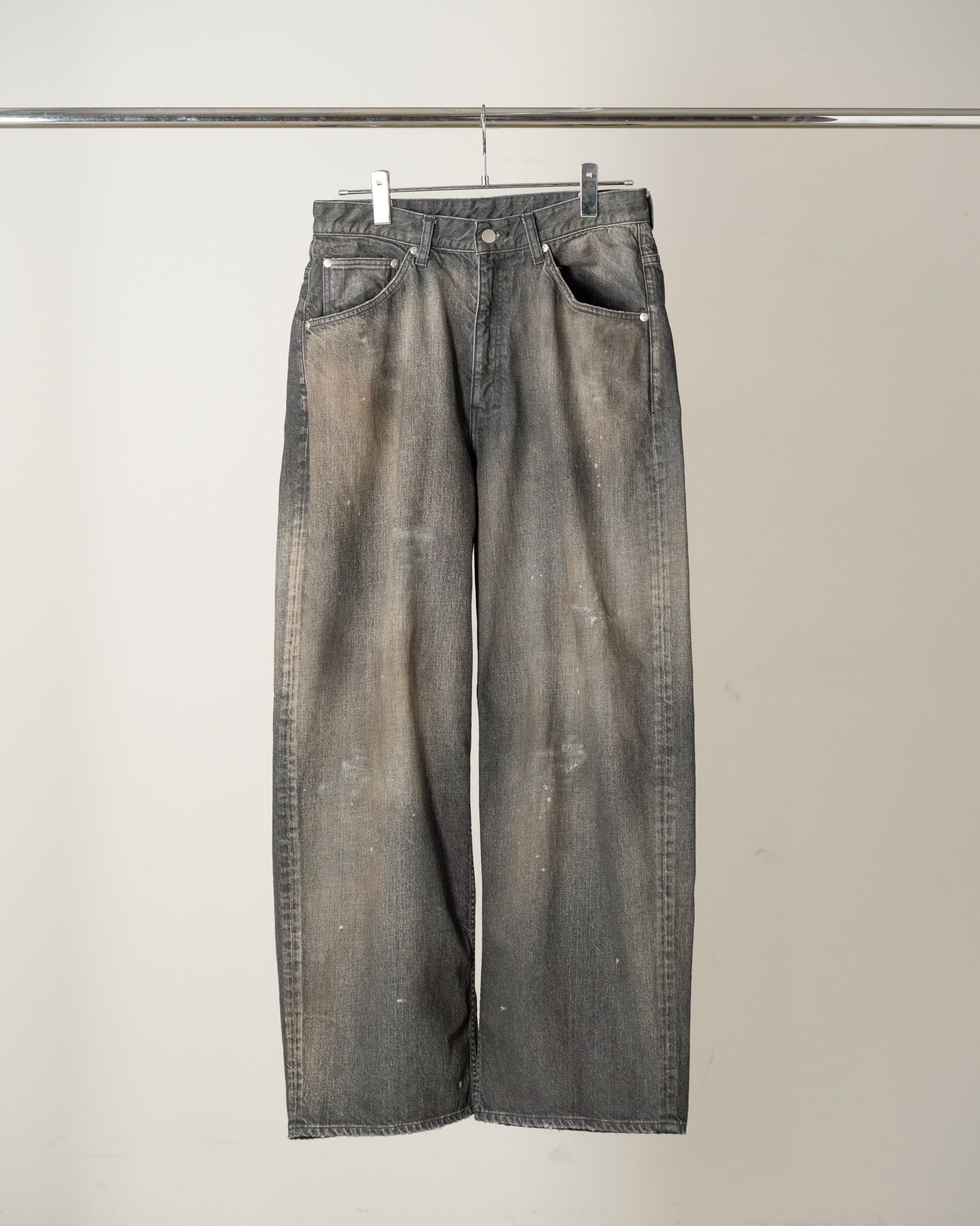 STRAIGHT WIDE DENIM PANTS(BLACK)
