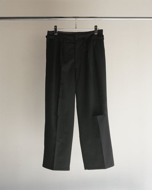 WOOL DAMAGE WIDE SLACKS(BLACK)