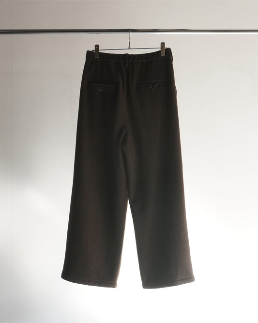 WOOL WIDE EASY TUCK SLACKS(BROWN)