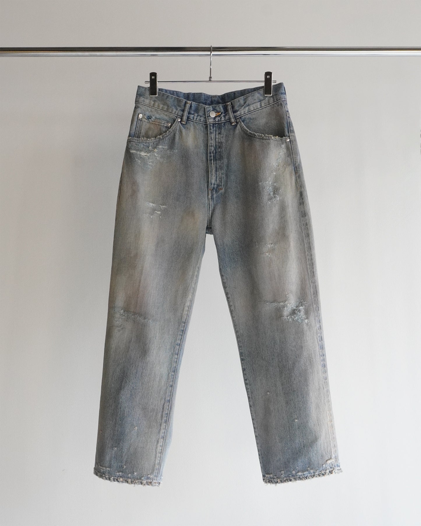 P/DAMAGE DENIM STRAIGHT 5P PANTS(INDIGO)