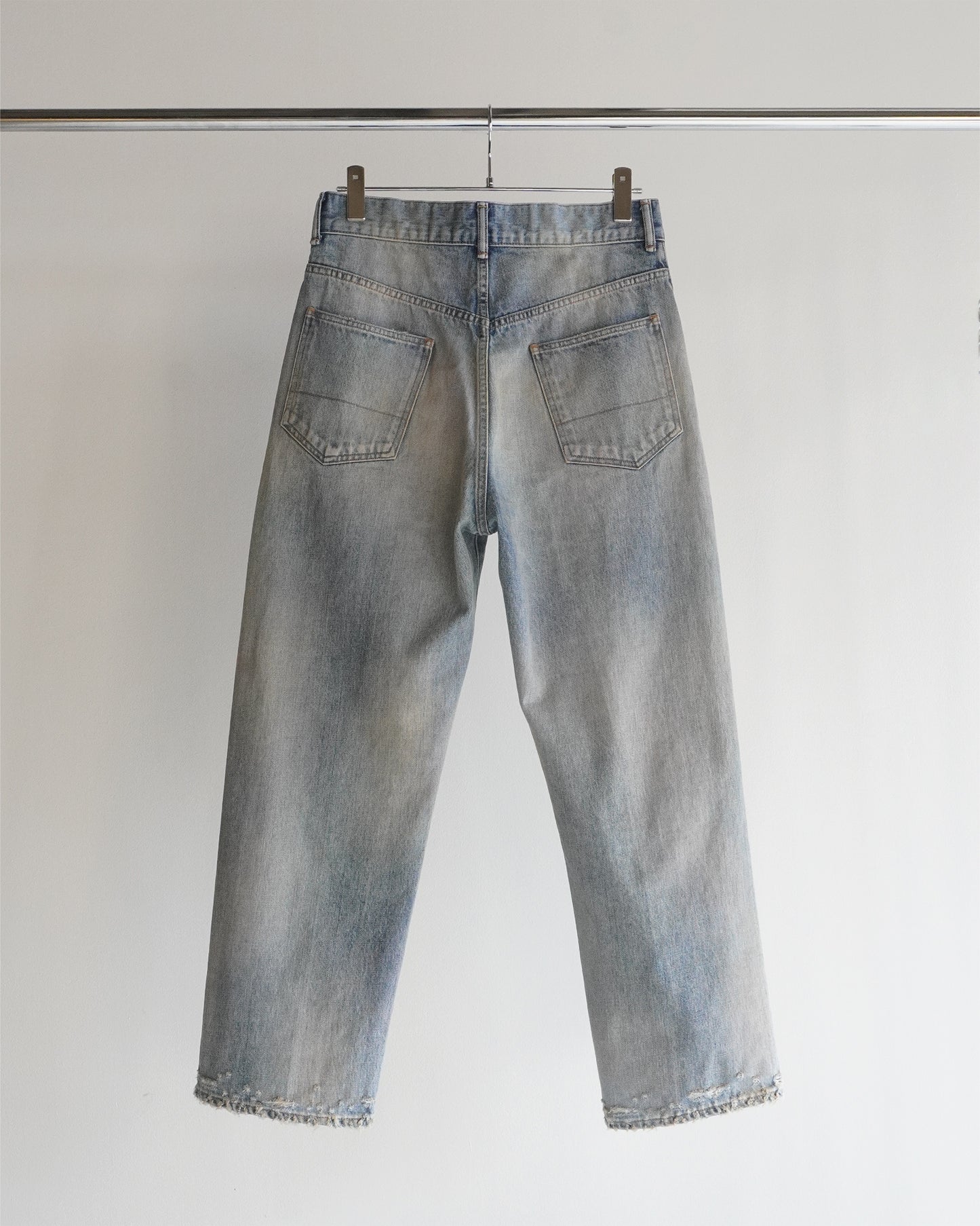 P/DAMAGE DENIM STRAIGHT 5P PANTS(INDIGO)