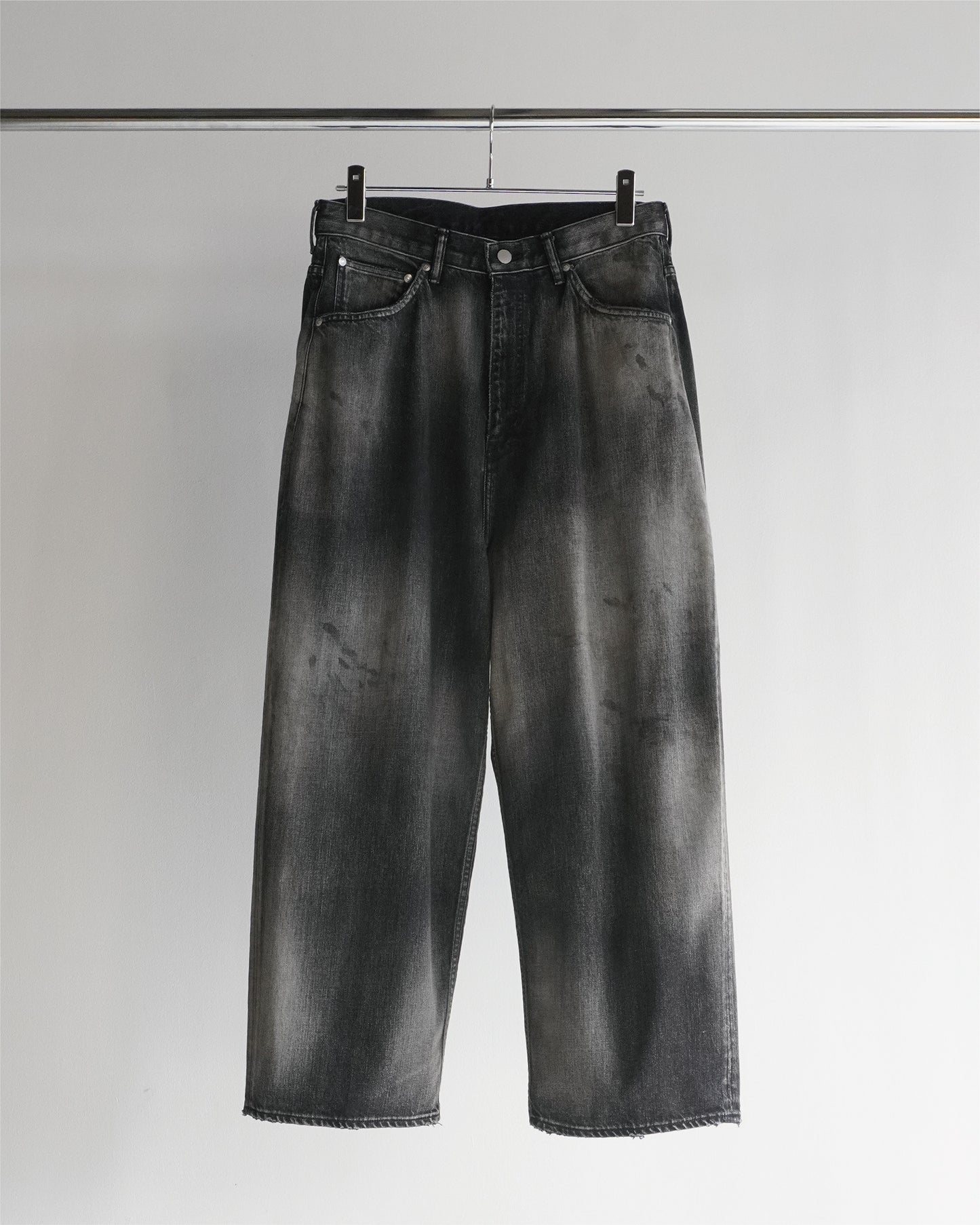 AGING WIDE DENIM 5P PANTS(BLACK)