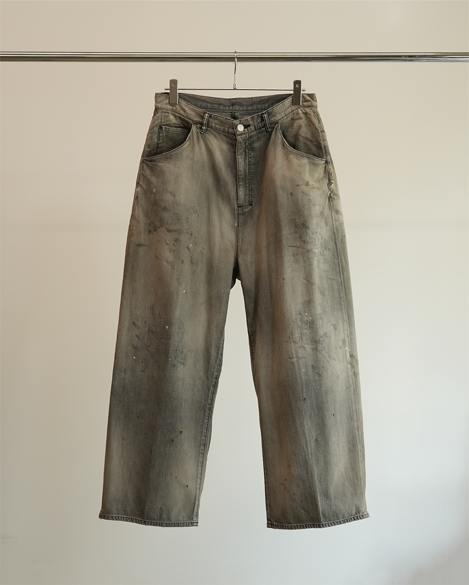 LIGHT OZ WIDE STRAIGHT DENIM PANTS(BLACK)