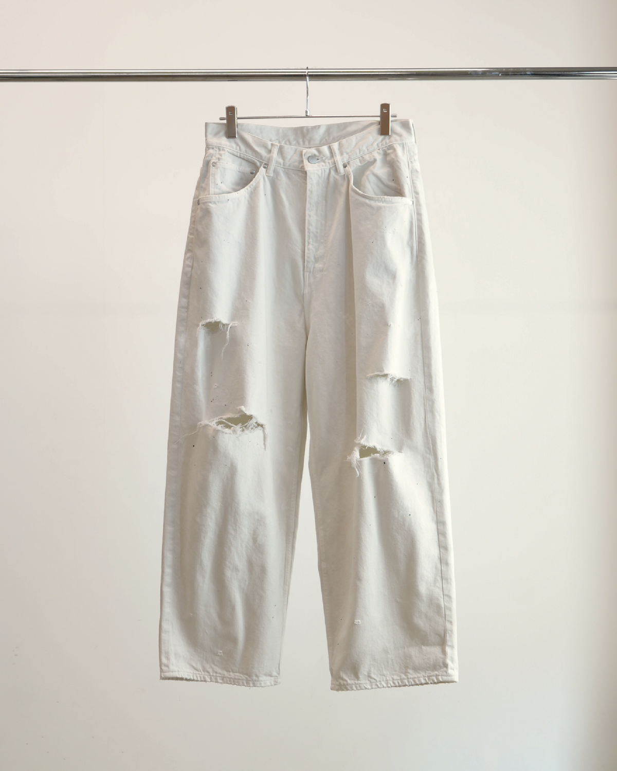 DAMAGE WIDE 5P DENIM PANTS(WHITE)