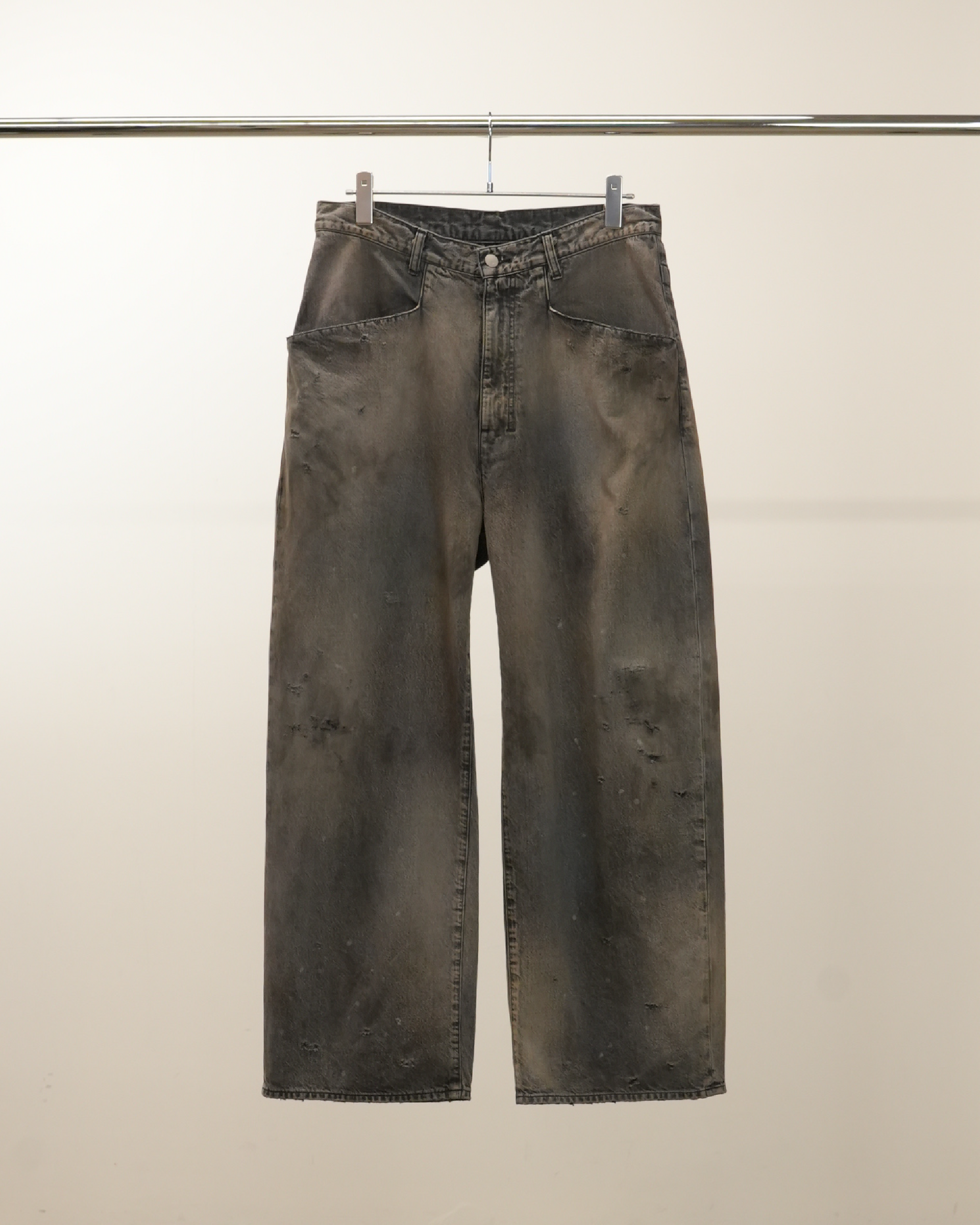 ☆韓国の人気☆【SATUR】☆(W) Nerja Denim Bermuda Pant.s☆ DENIM WIDE SLACKS(BLACK)