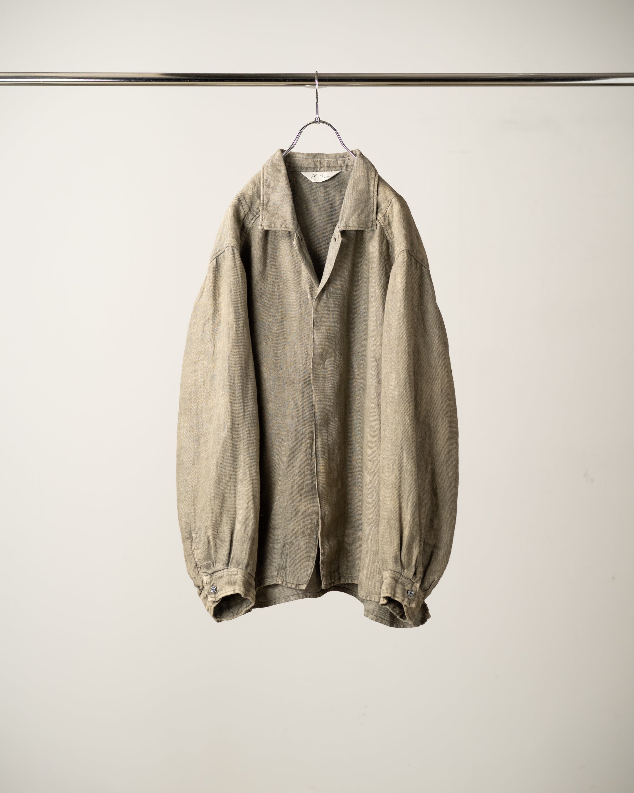 AGING LINEN CROSS-LINE SHIRT(KHAKI BEIGE)