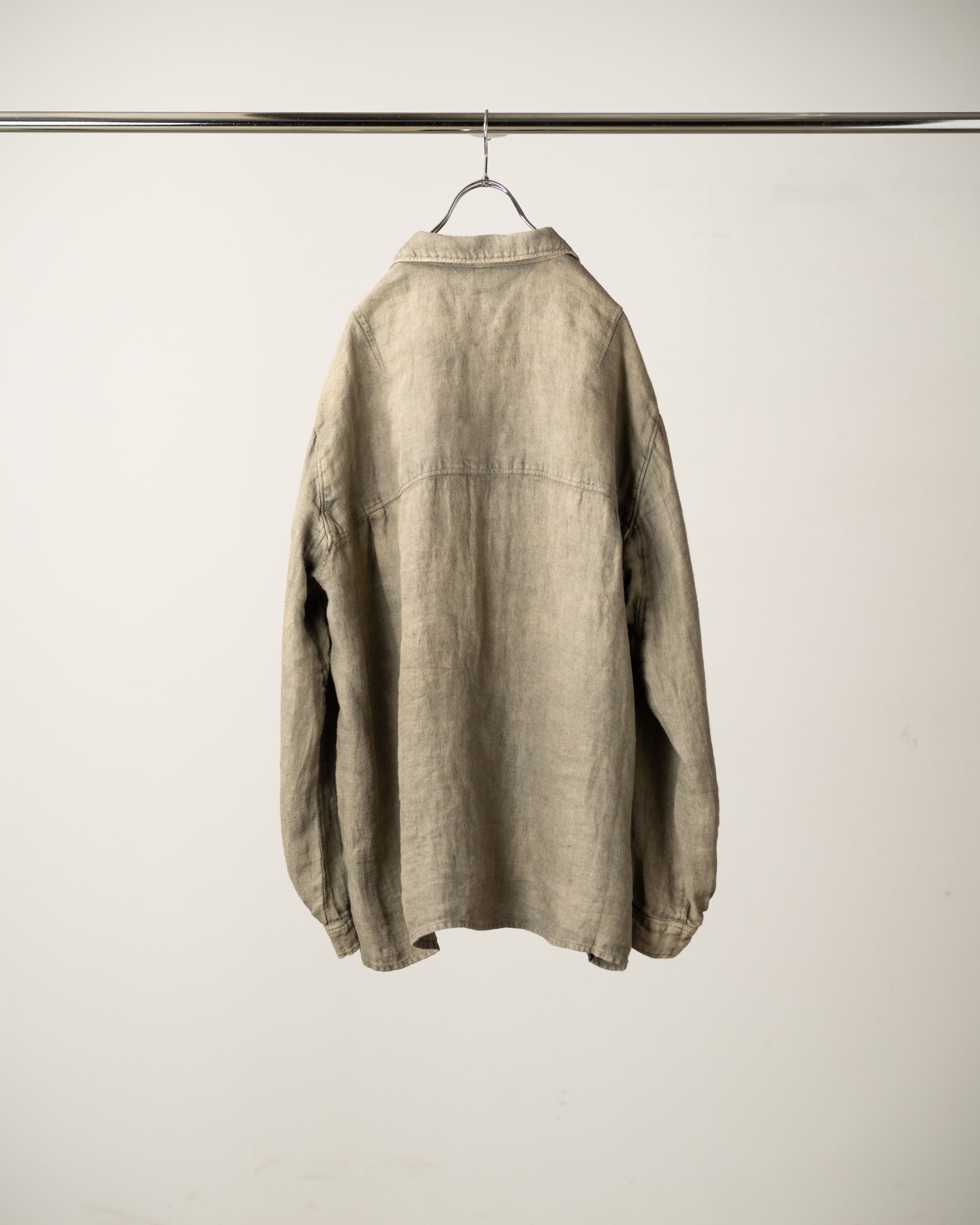 AGING LINEN CROSS-LINE SHIRT(KHAKI BEIGE)