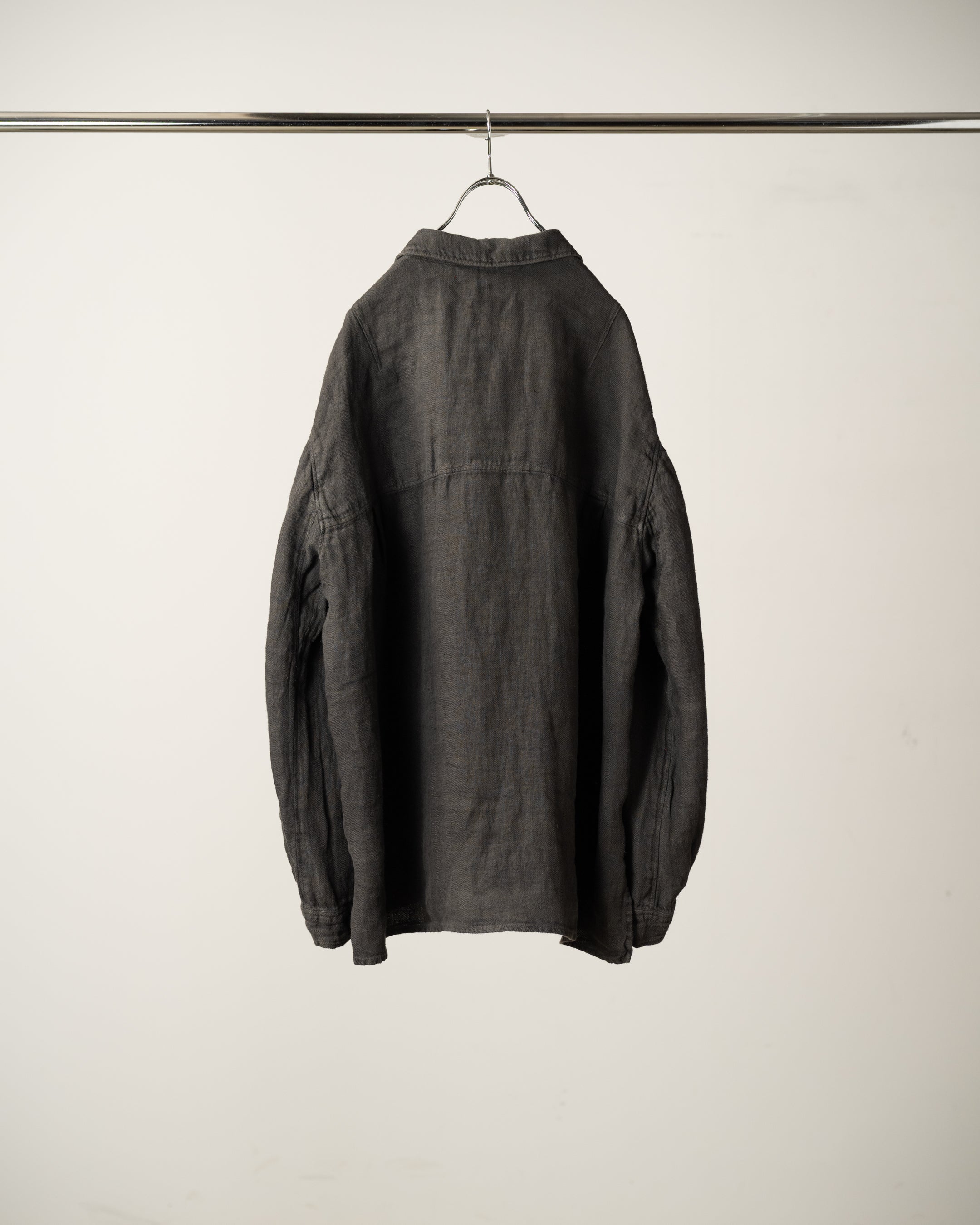 AGING LINEN CROSS-LINE SHIRT(BLACK)