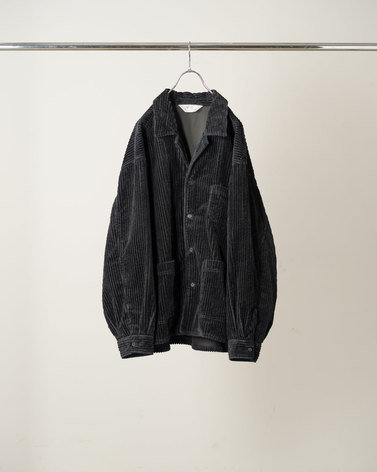 CORDUROY OPEN COLLAR SHIRT(BLACK)