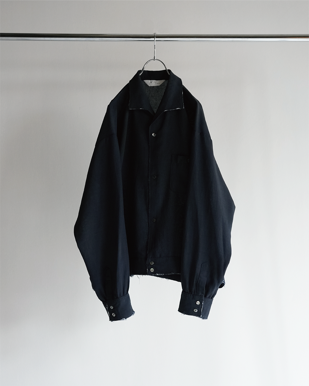 MELANGE SHORT CRASH SHIRT JACKET(NAVY)