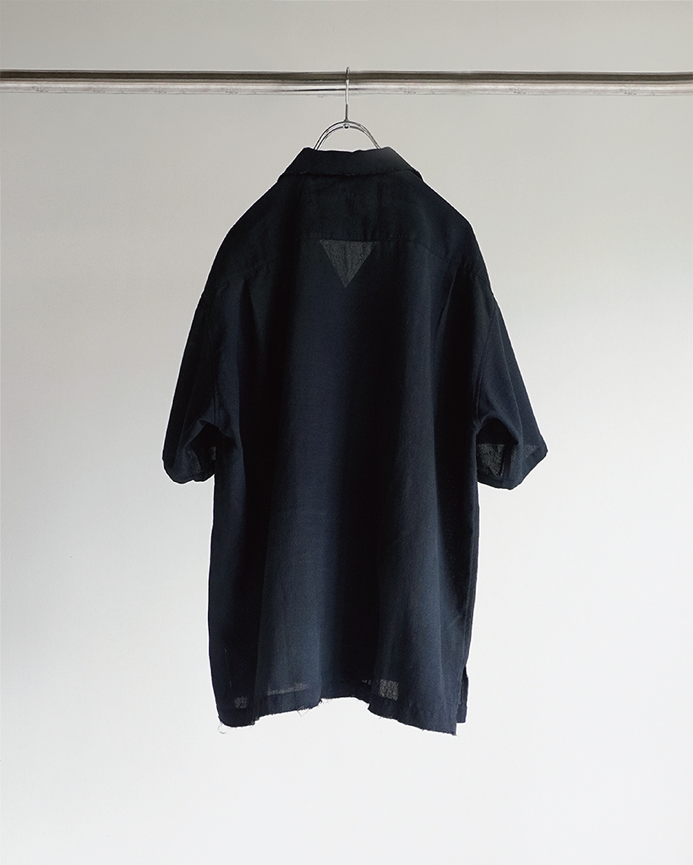 MELANGE OPEN COLLAR SS SHIRT(NAVY)