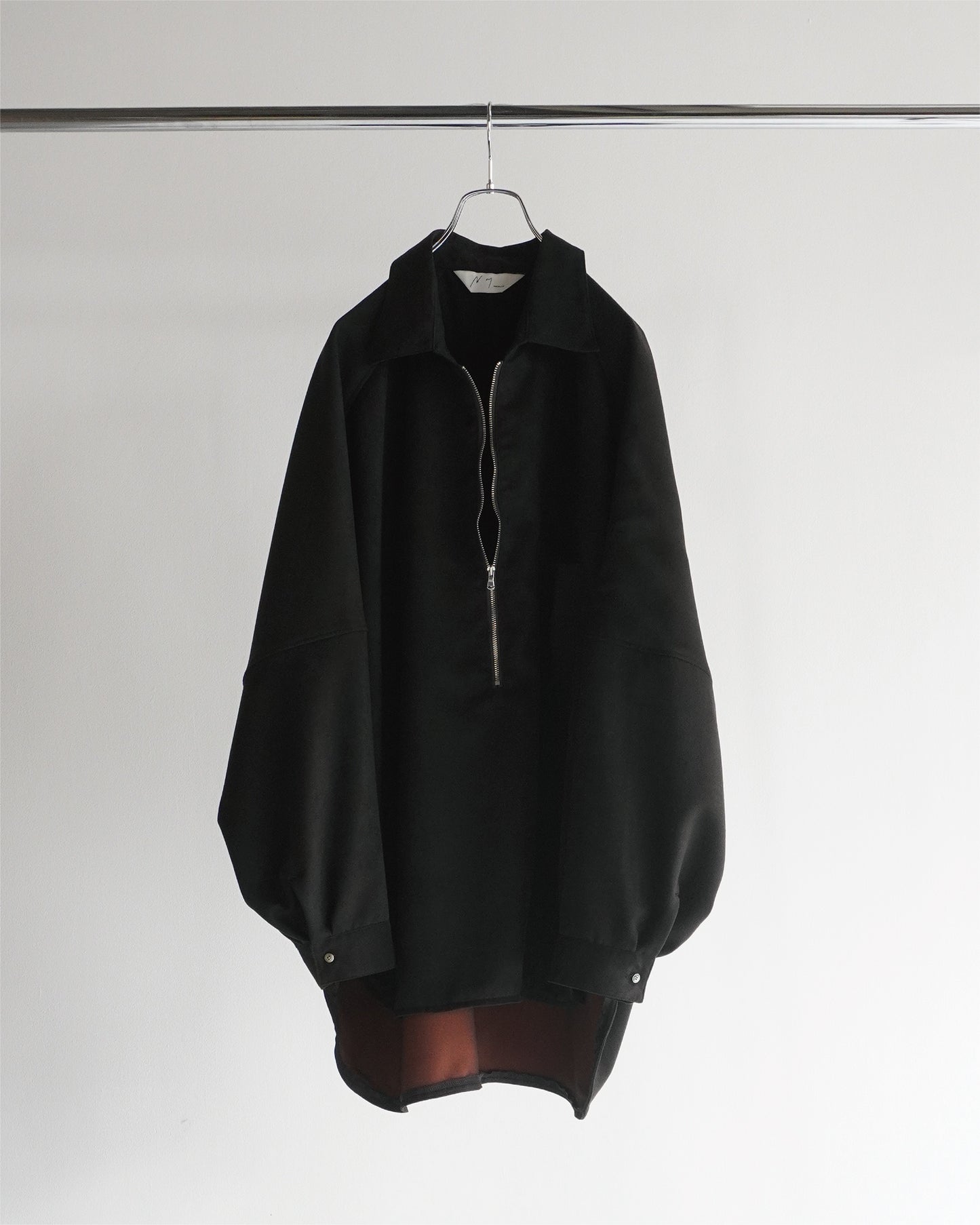 VEGAN LEATHER SKIPPER LONG LS ZIP SHIRT(BLACK)