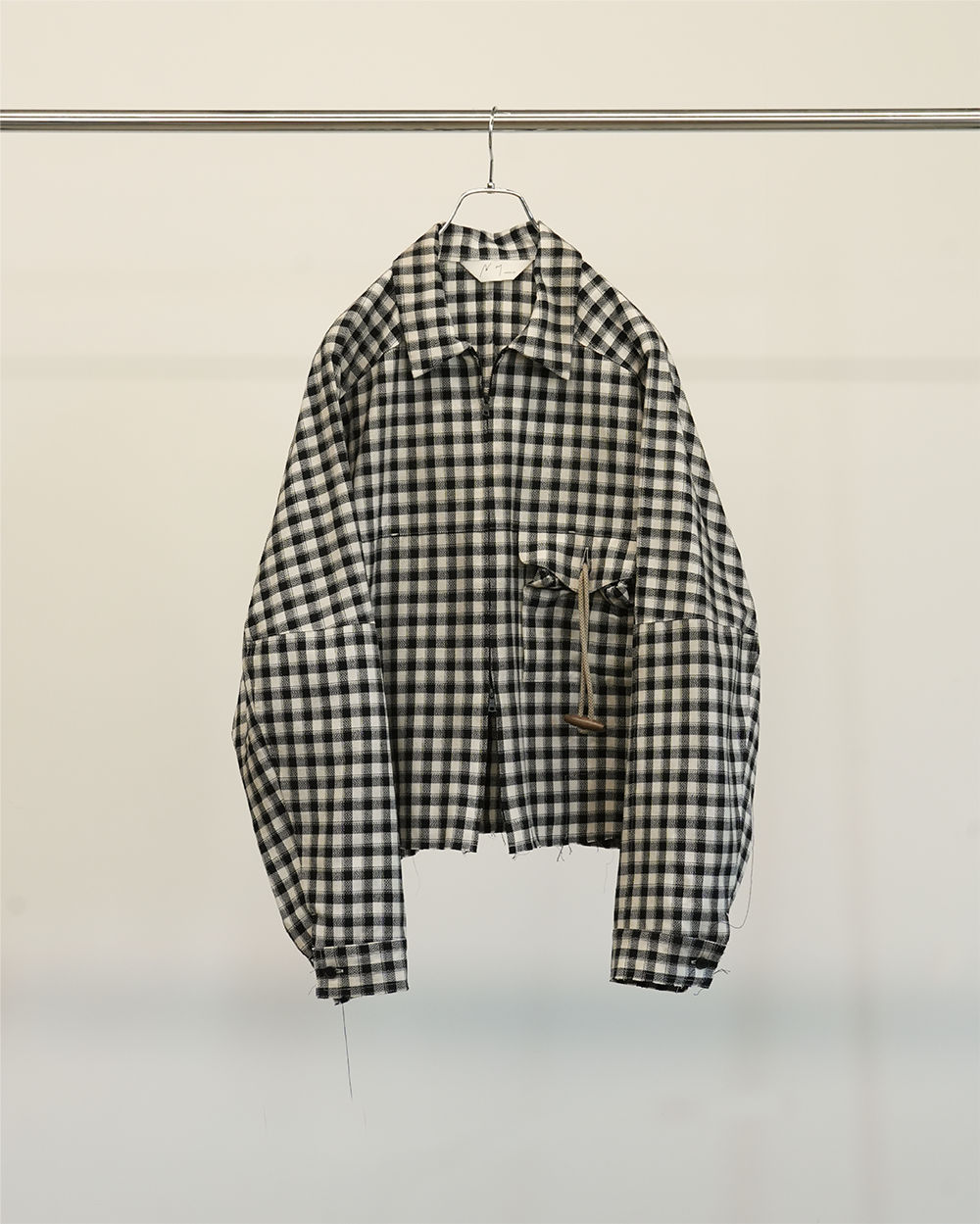 C/R CHECK SHORT ZIPUP SHIRT(BLACK)