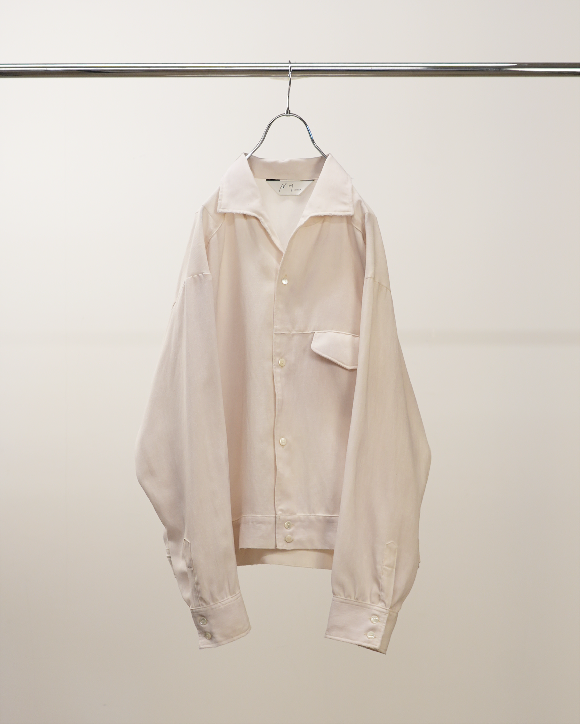 MELANGE OPEN COLLAR SHIRT(WHITE)