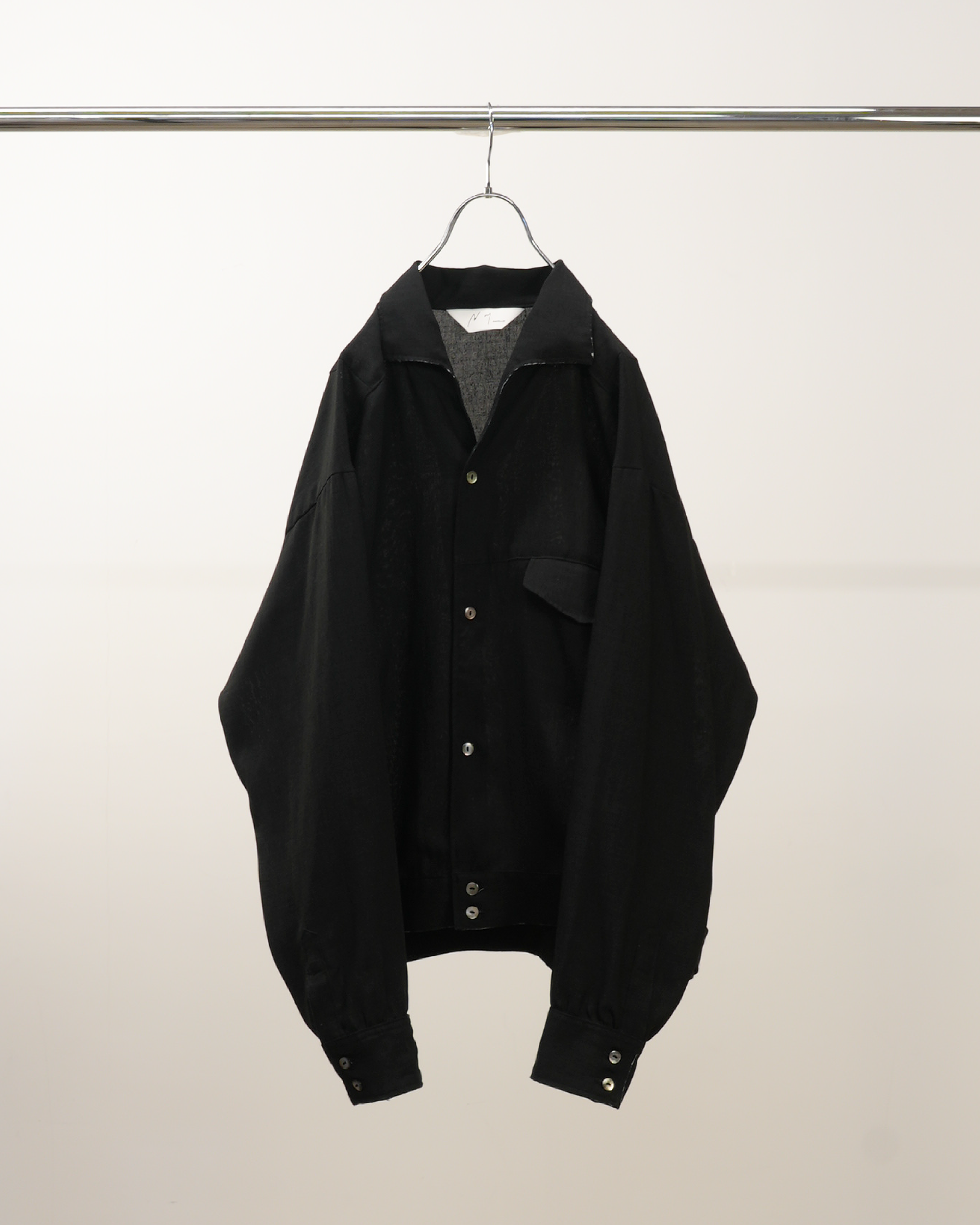 MELANGE OPEN COLLAR SHIRT(BLACK)