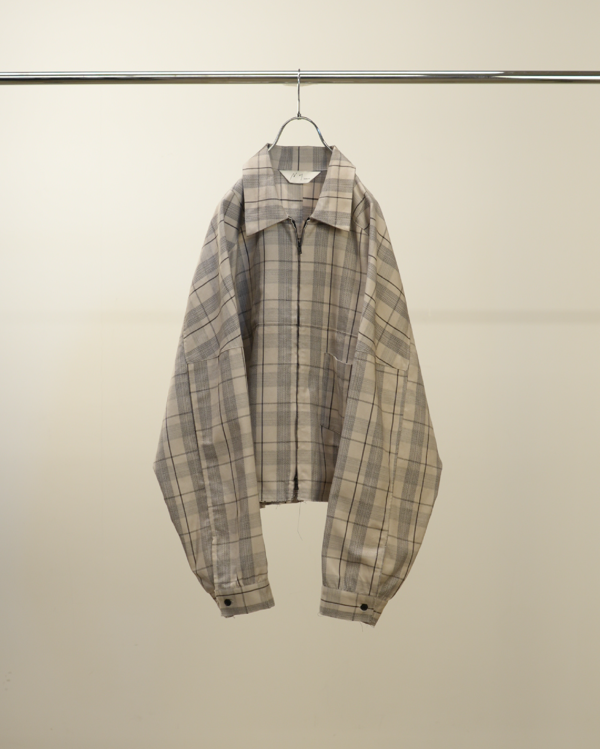 C/R CHECK SHORT ZIPUP SHIRT JACKET(GRAY)