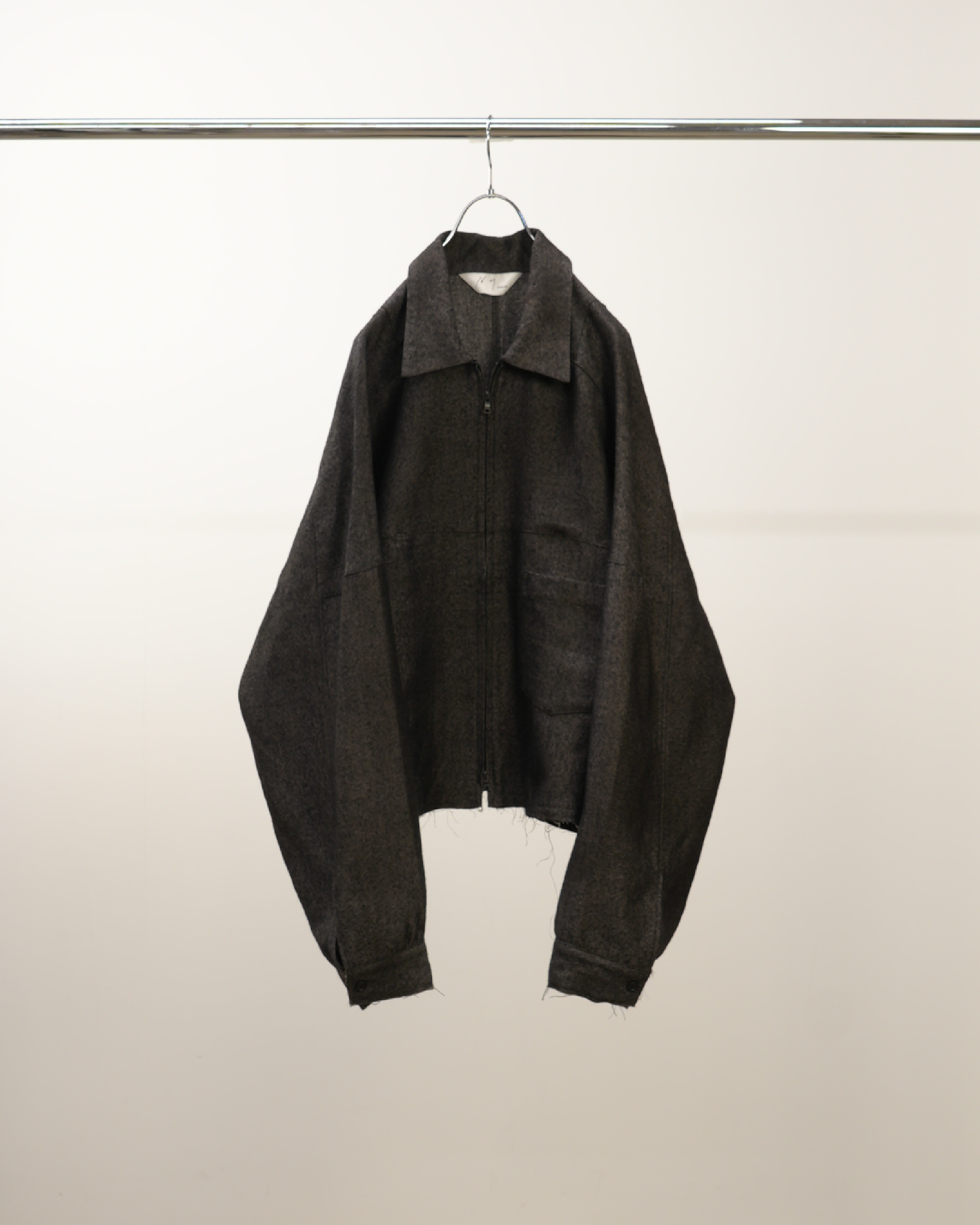 SHRINK WOOL SHORT ZIPUP SHIRT JACKET(BROWN)