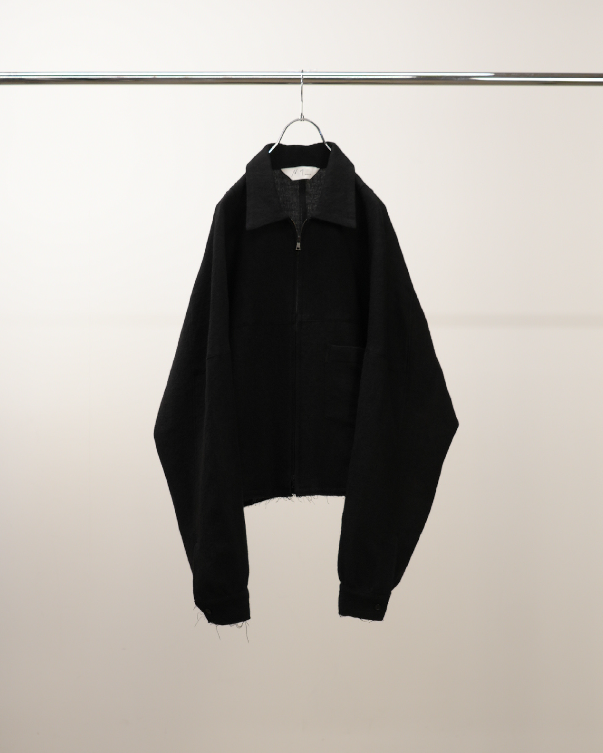 SHRINK WOOL SHORT ZIPUP SHIRT JACKET(BLACK)