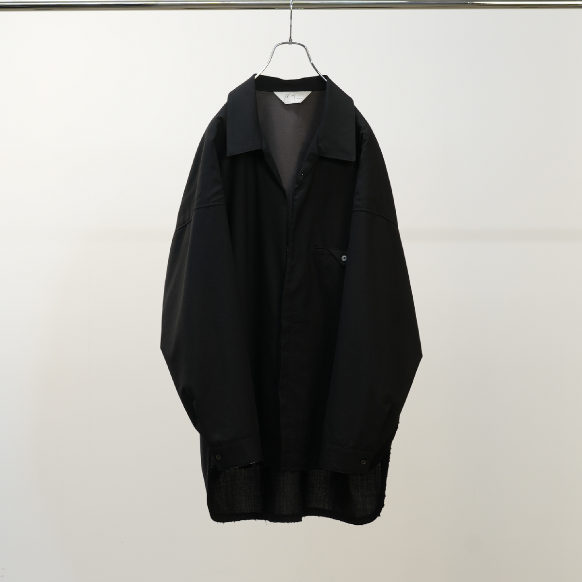 WASH WOOL LONG SHIRT(BLACK)