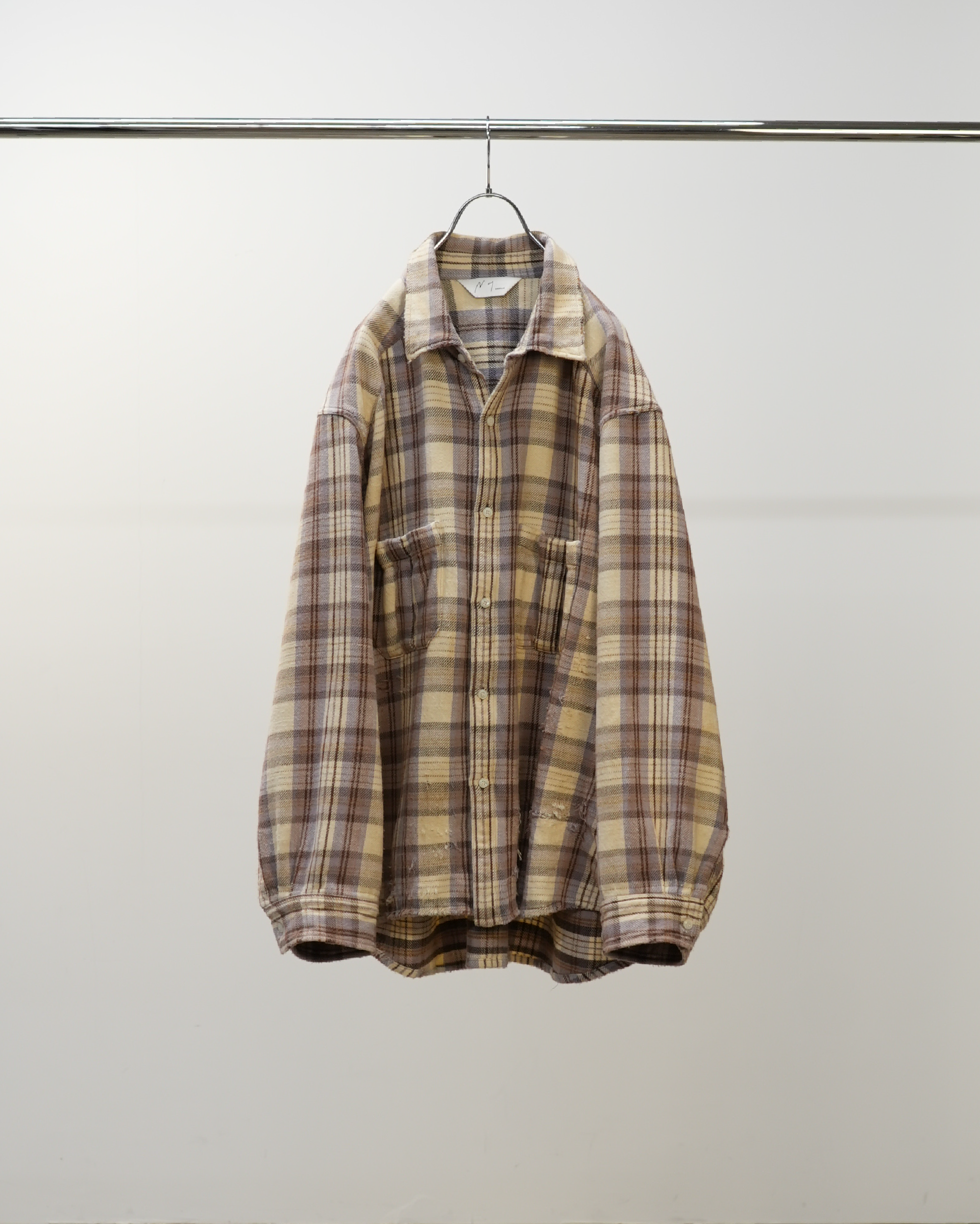 NEL CHECK OVER WORK SHIRT(IVORY)