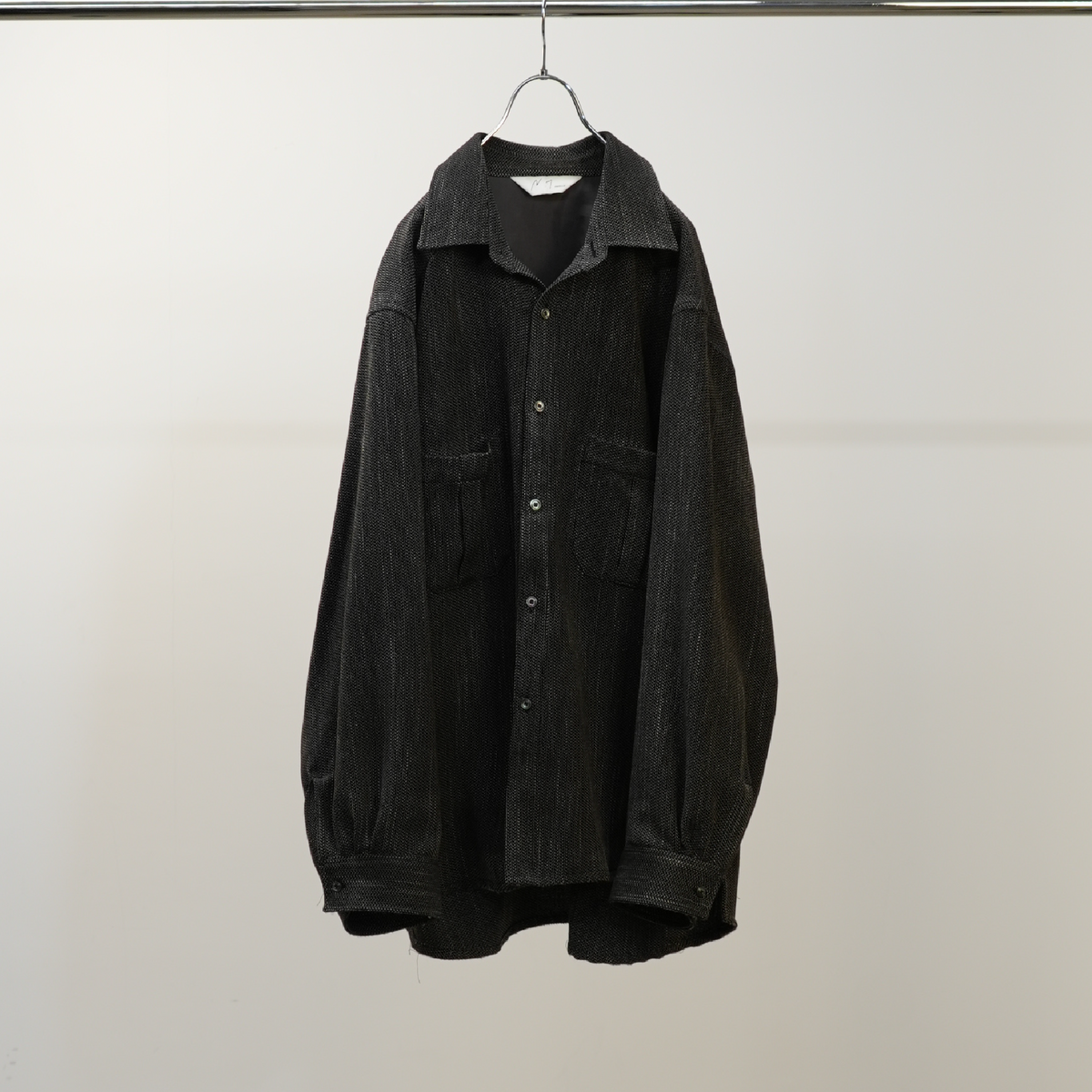 MELANGE WOOL OVER WORK SHIRT(BLACK)