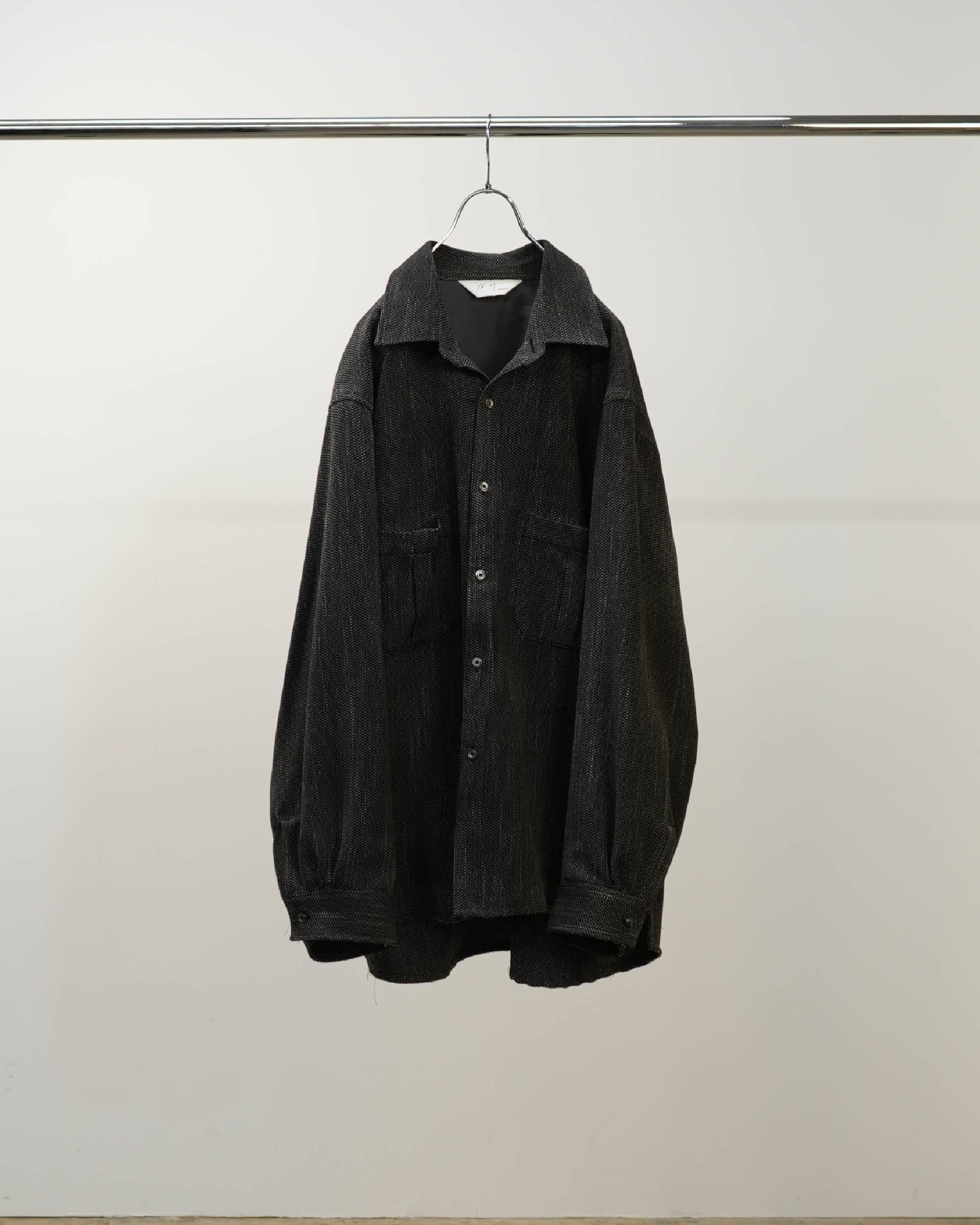 MELANGE WOOL OVER WORK SHIRT(BLACK)
