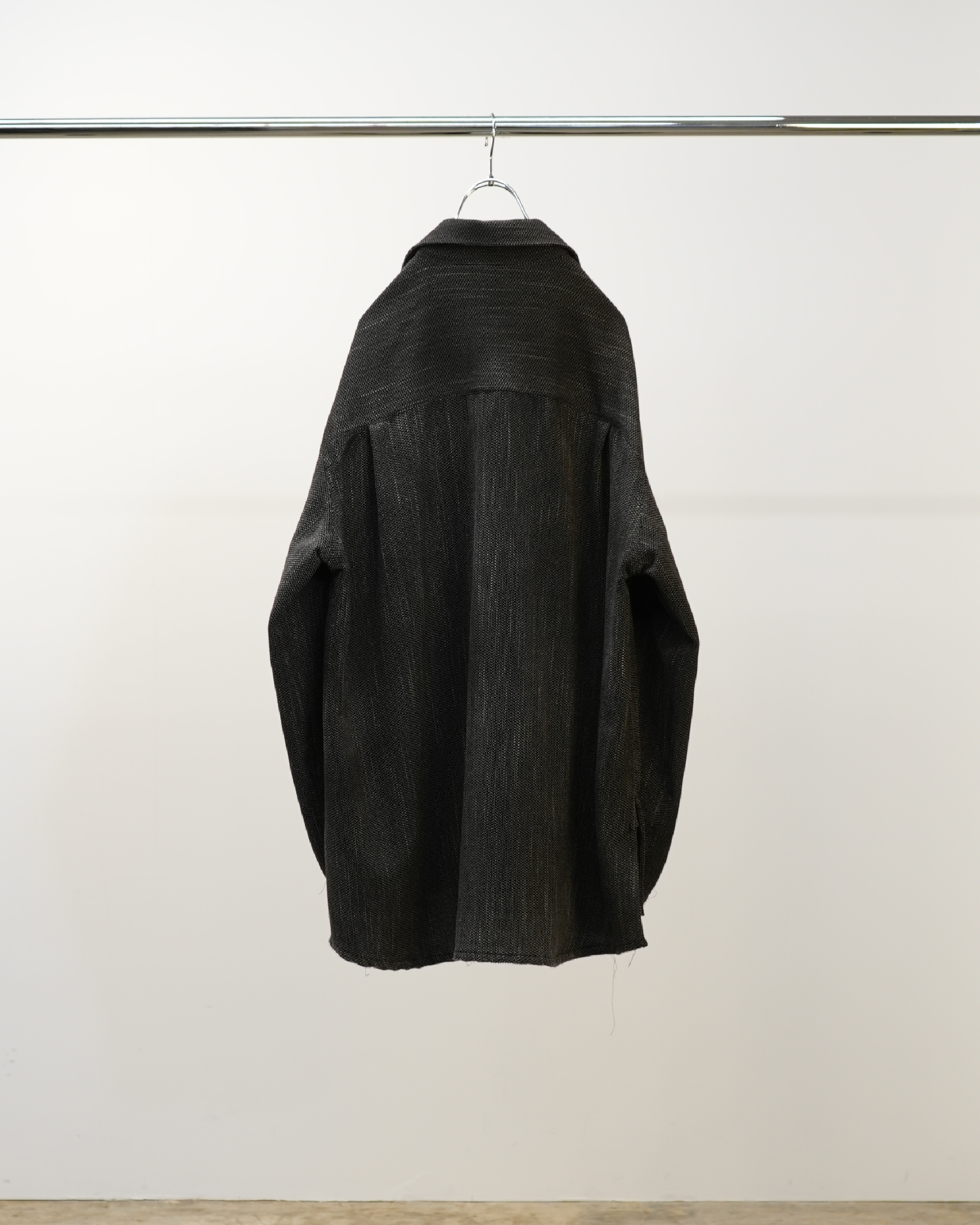 MELANGE WOOL OVER WORK SHIRT(BLACK)