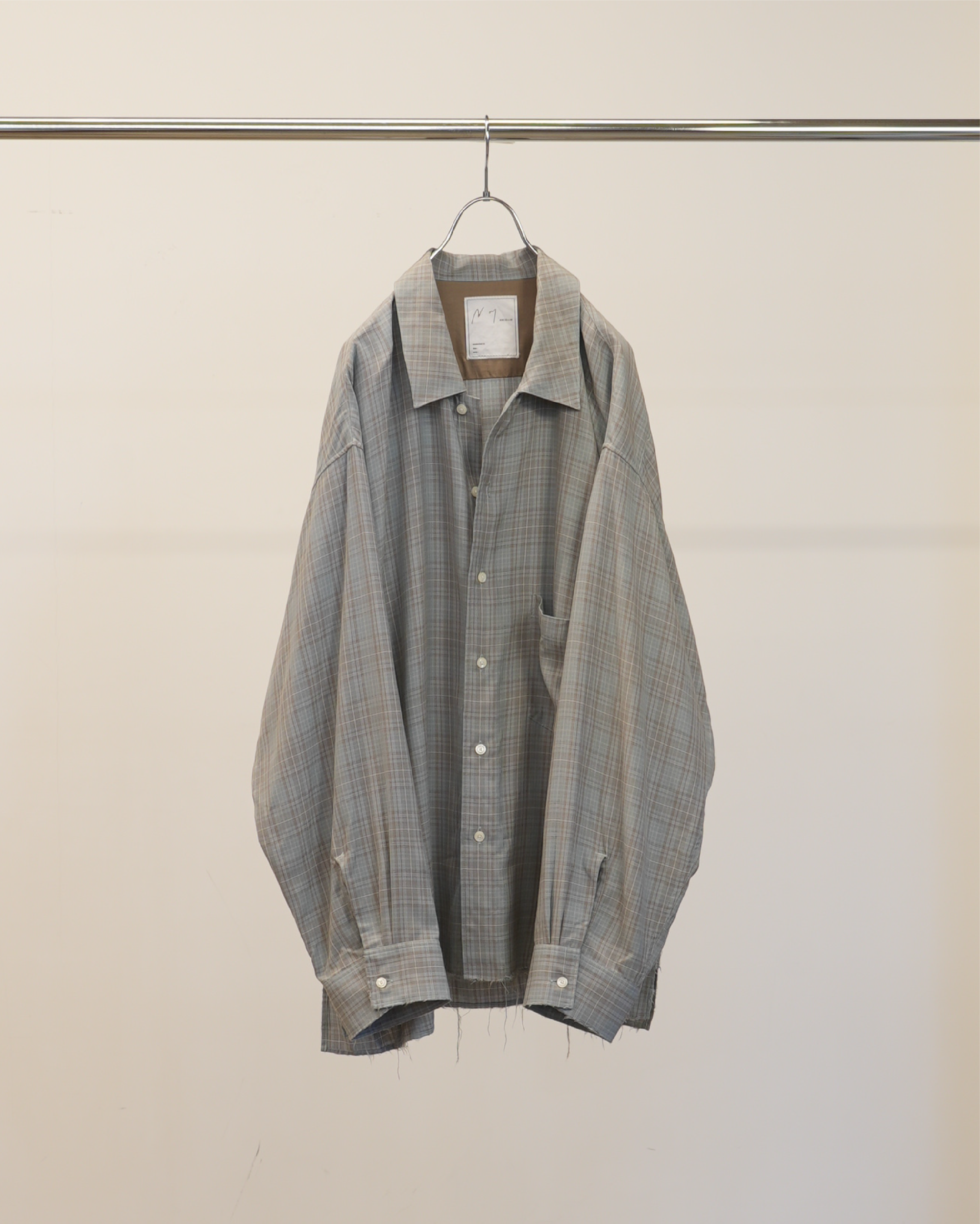 AGING RAYON CHECK SHIRT(BLUE)