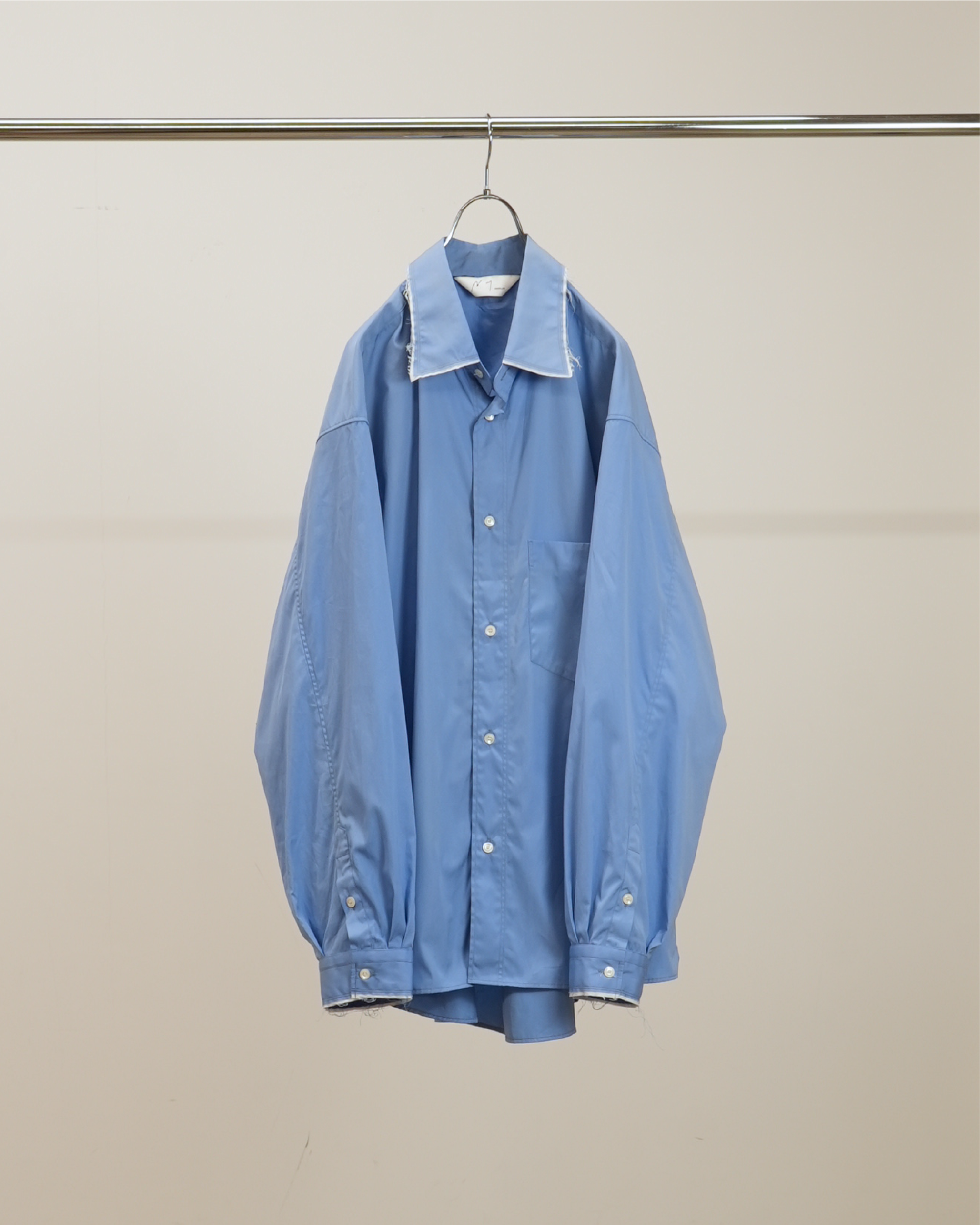 HIGH-COUNT FRAYED OVER SHIRT(BLUE)