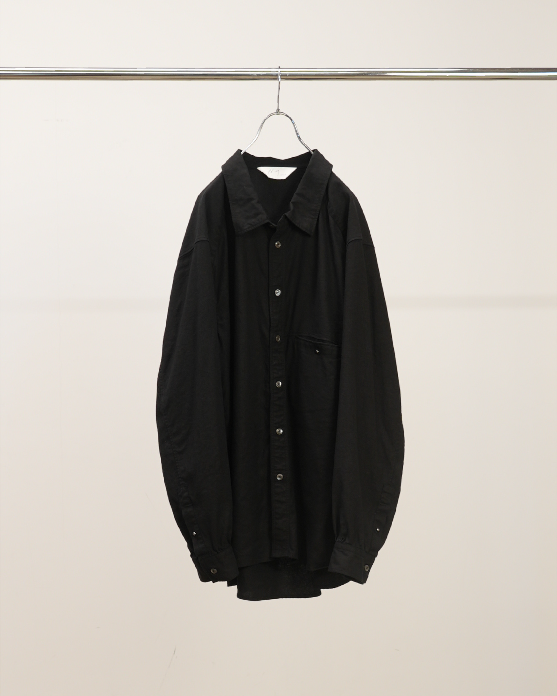 あ*様 ancellm L/S NEP BOXY SHIRT(BLACK) si L/S NEP BOXY SHIRT(BLACK)