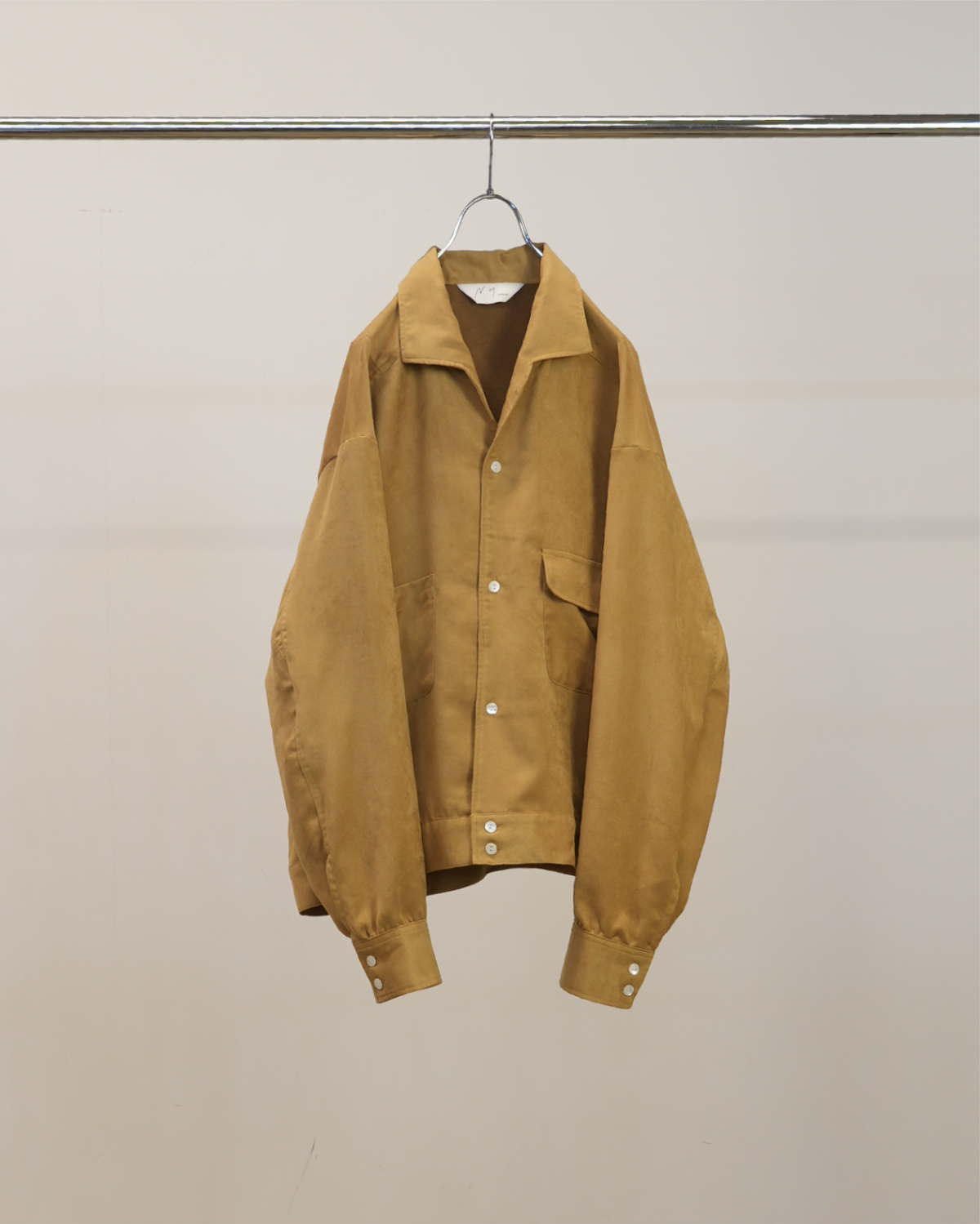 VEGAN SUEDE OPEN COLLAR SHIRT(YELLOW)