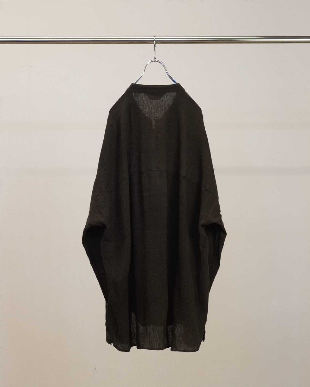 CREPE HALF ZIP SHIRT(BROWN)