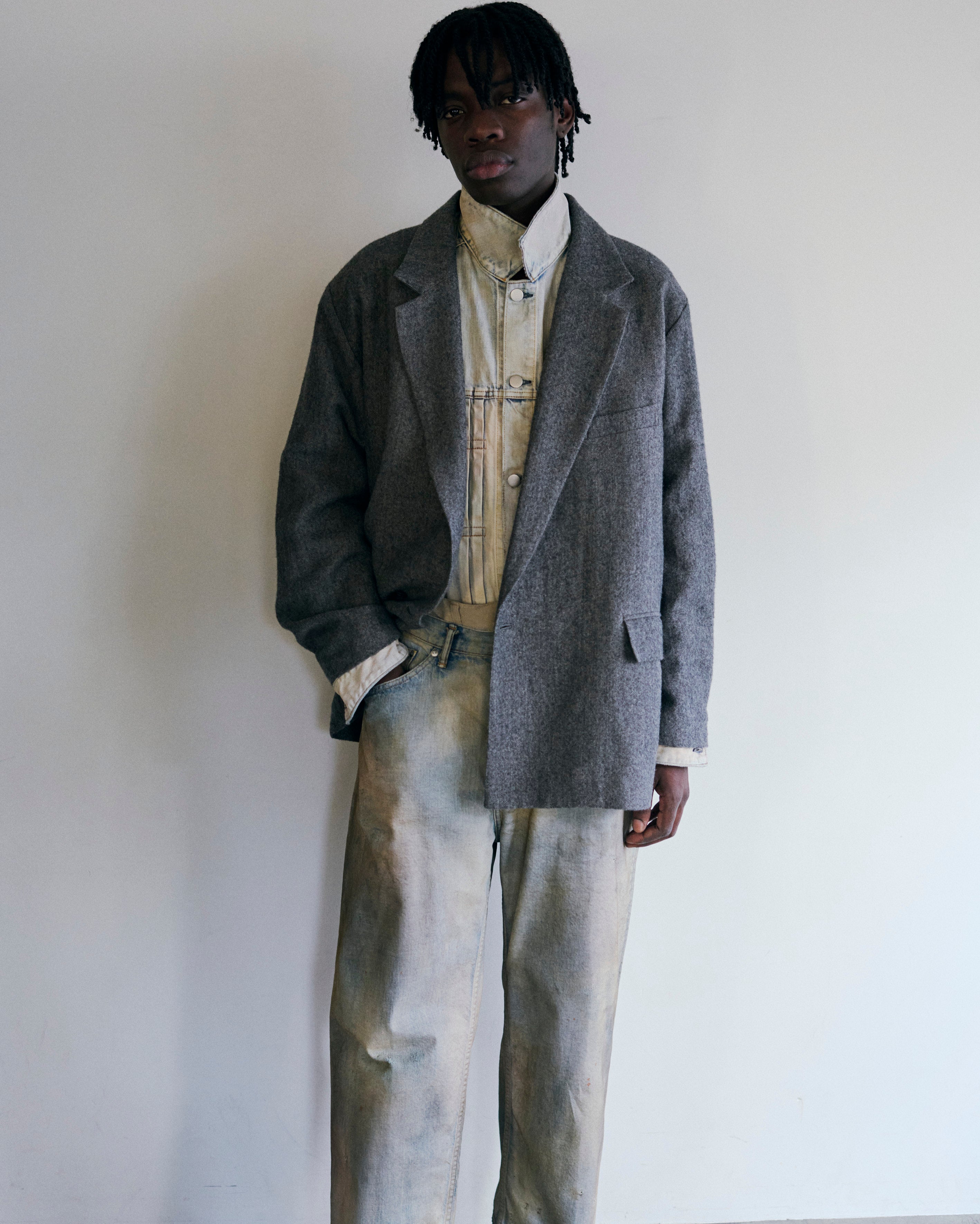 SEMI-DOUBLE TAILORED JACKET(GRAY)