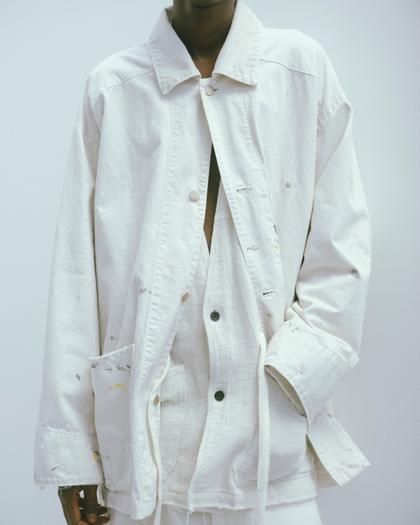 DENIM COVERALL(WHITE)