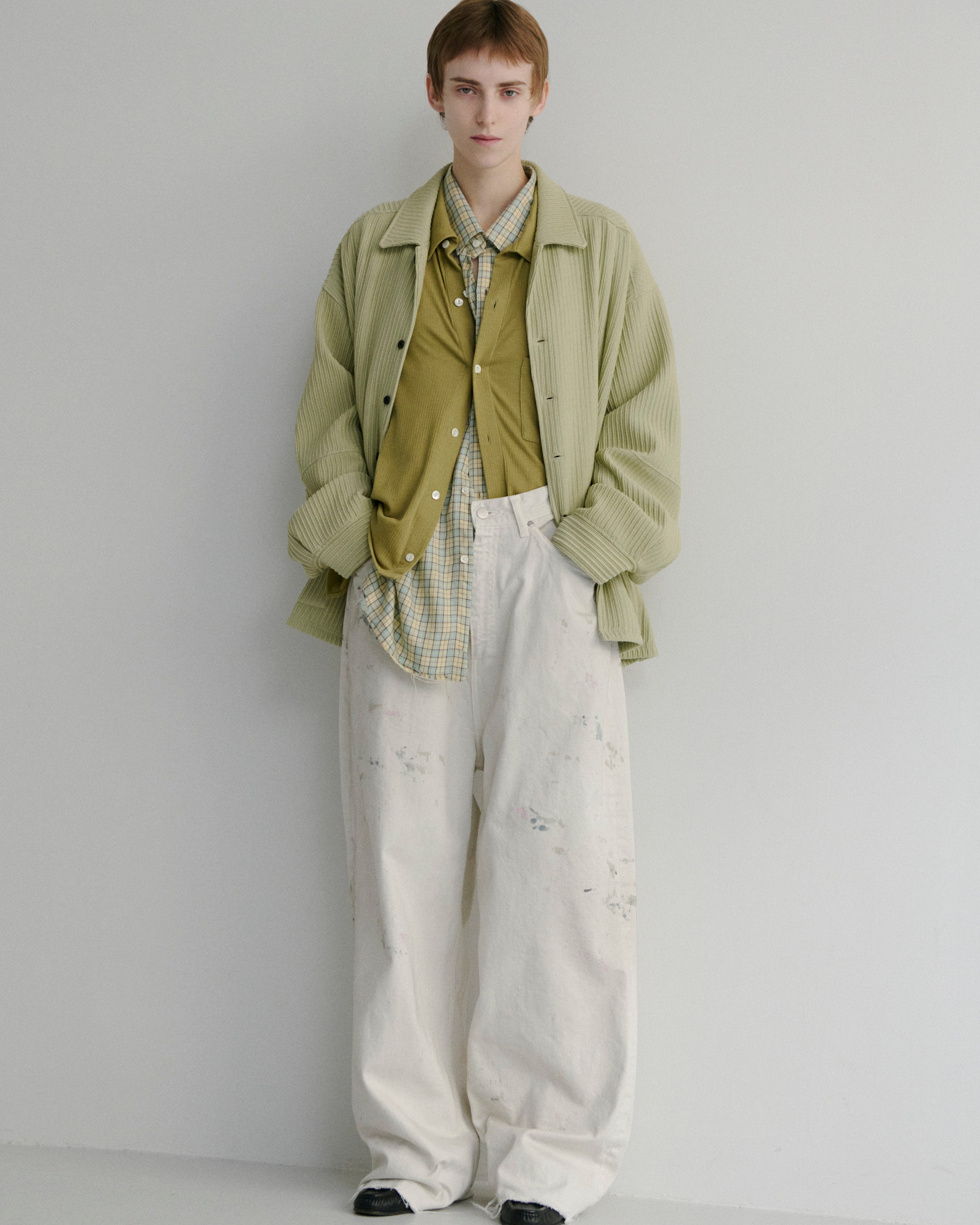 WRINKLED STRIPE SHIRT(WASABI)