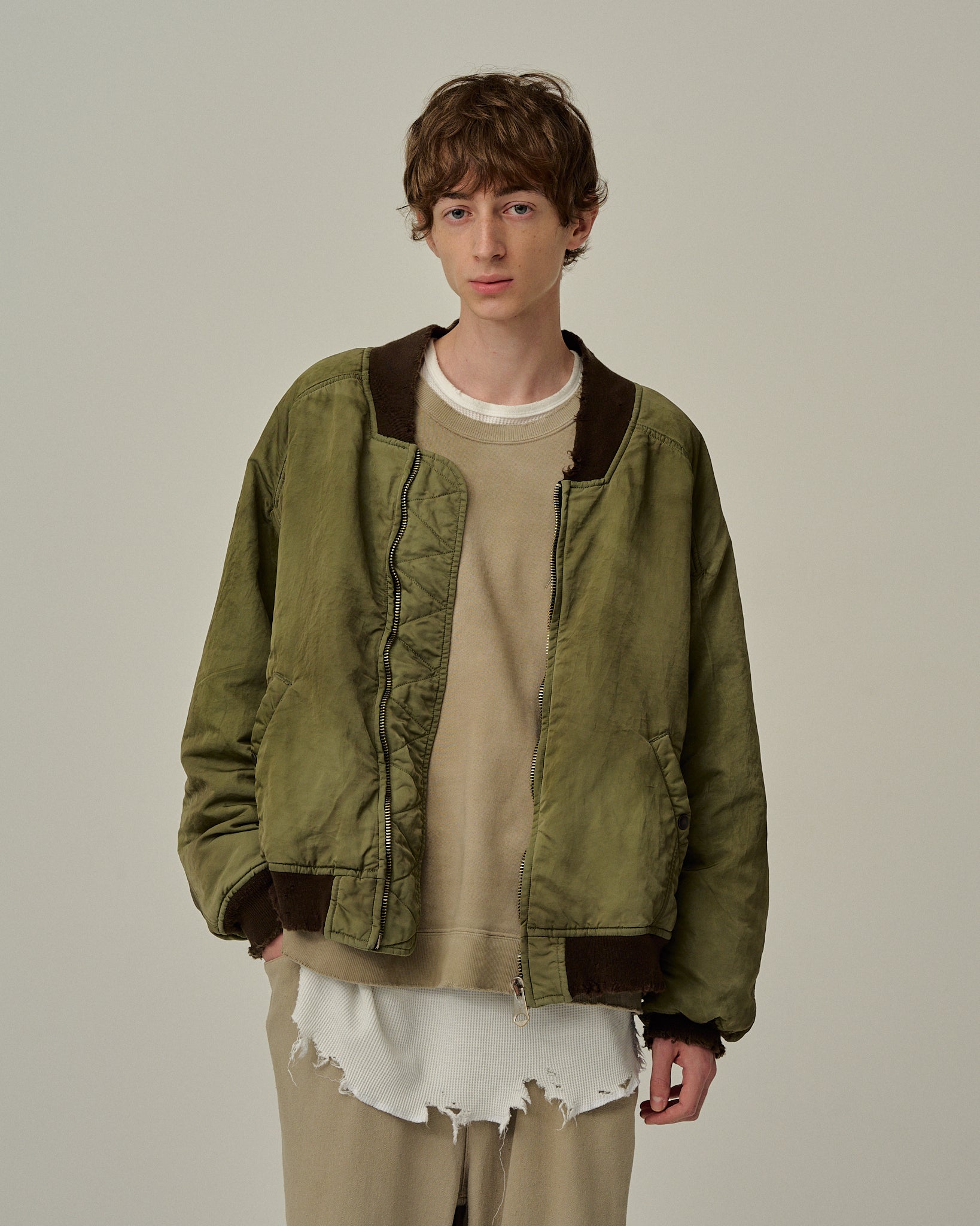 FADED BOMBER JACKET(KHAKI)