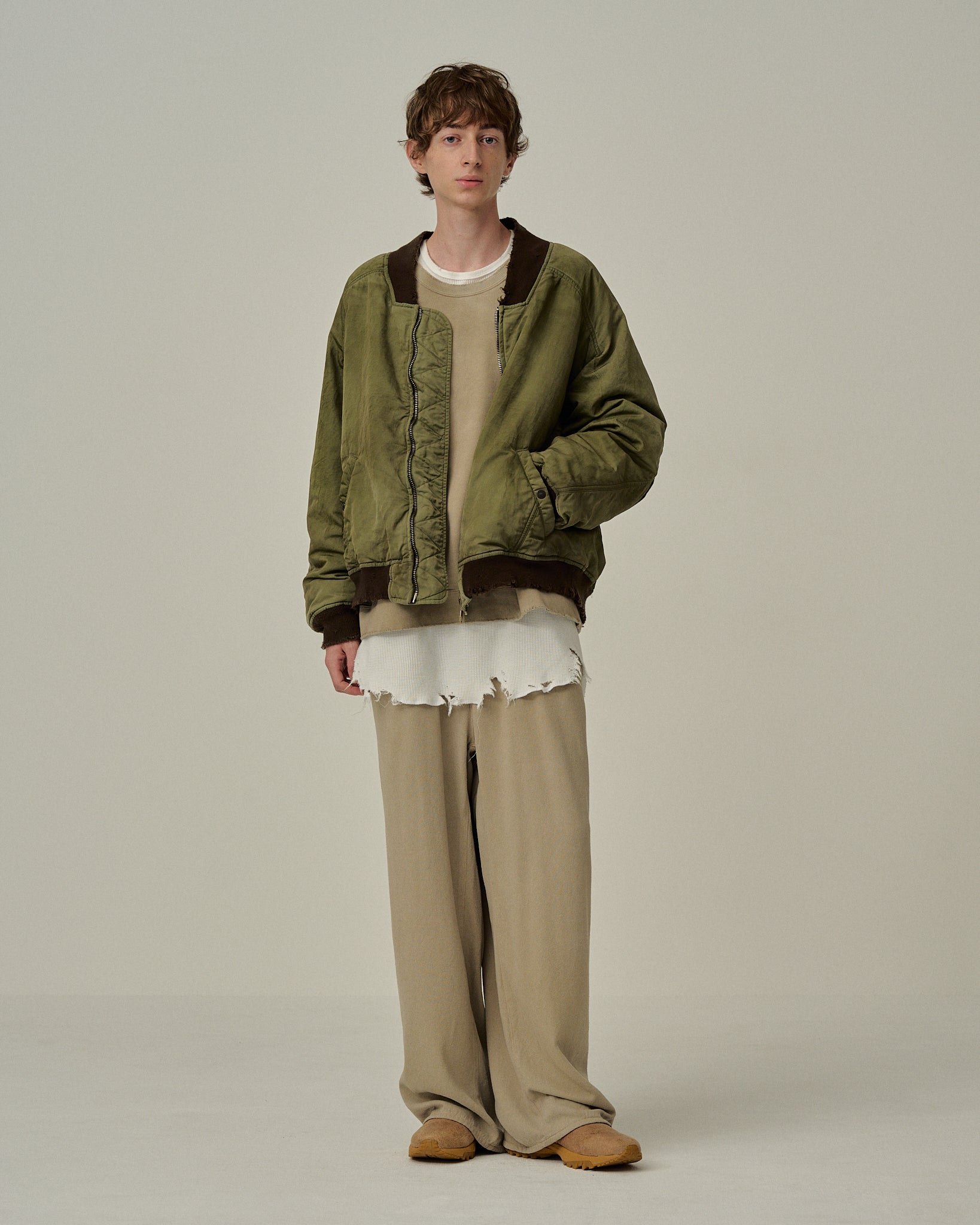 FADED BOMBER JACKET(KHAKI)