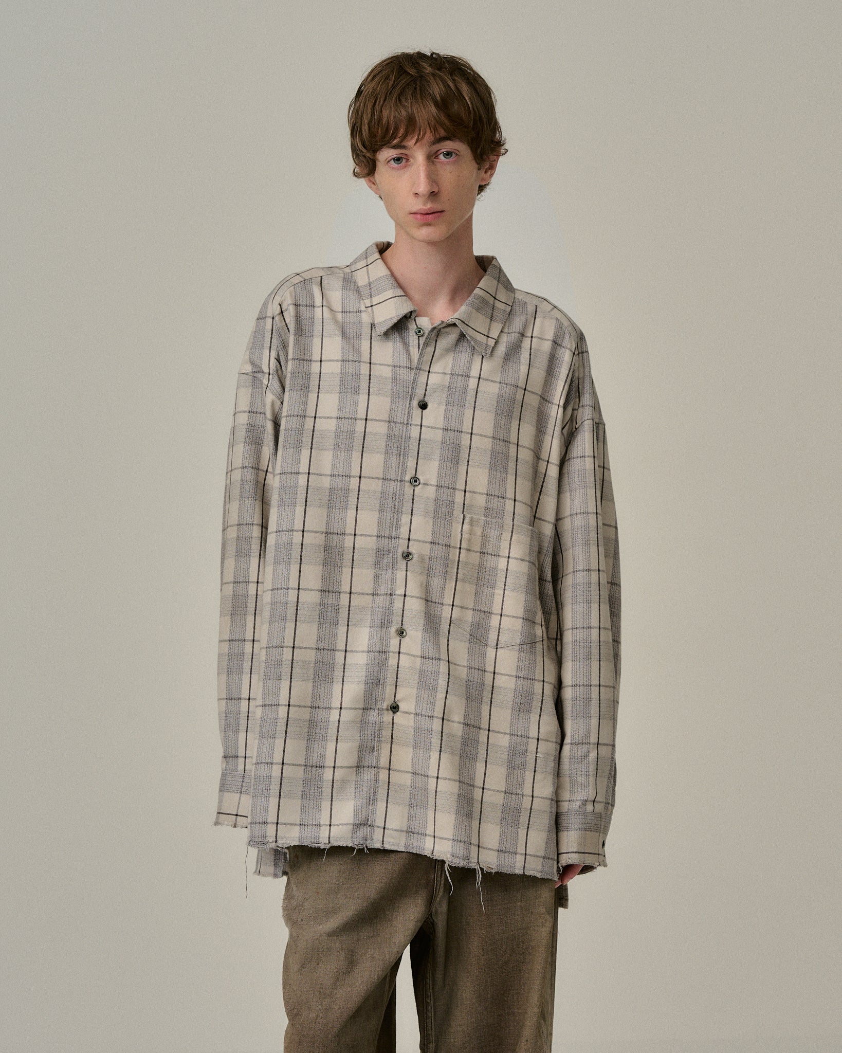 C/R CHECK SHIRT(GRAY)