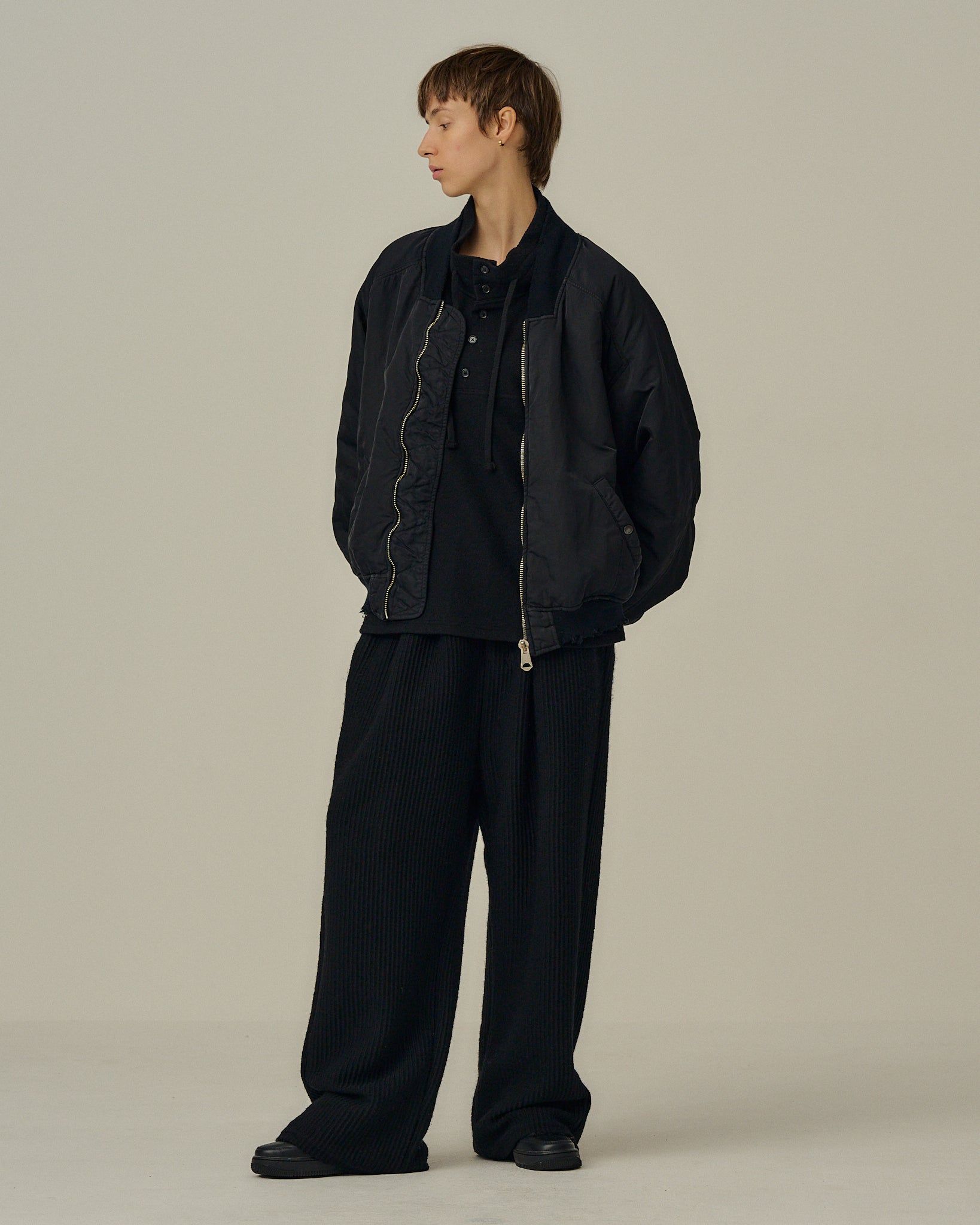 FADED BOMBER JACKET(BLACK)