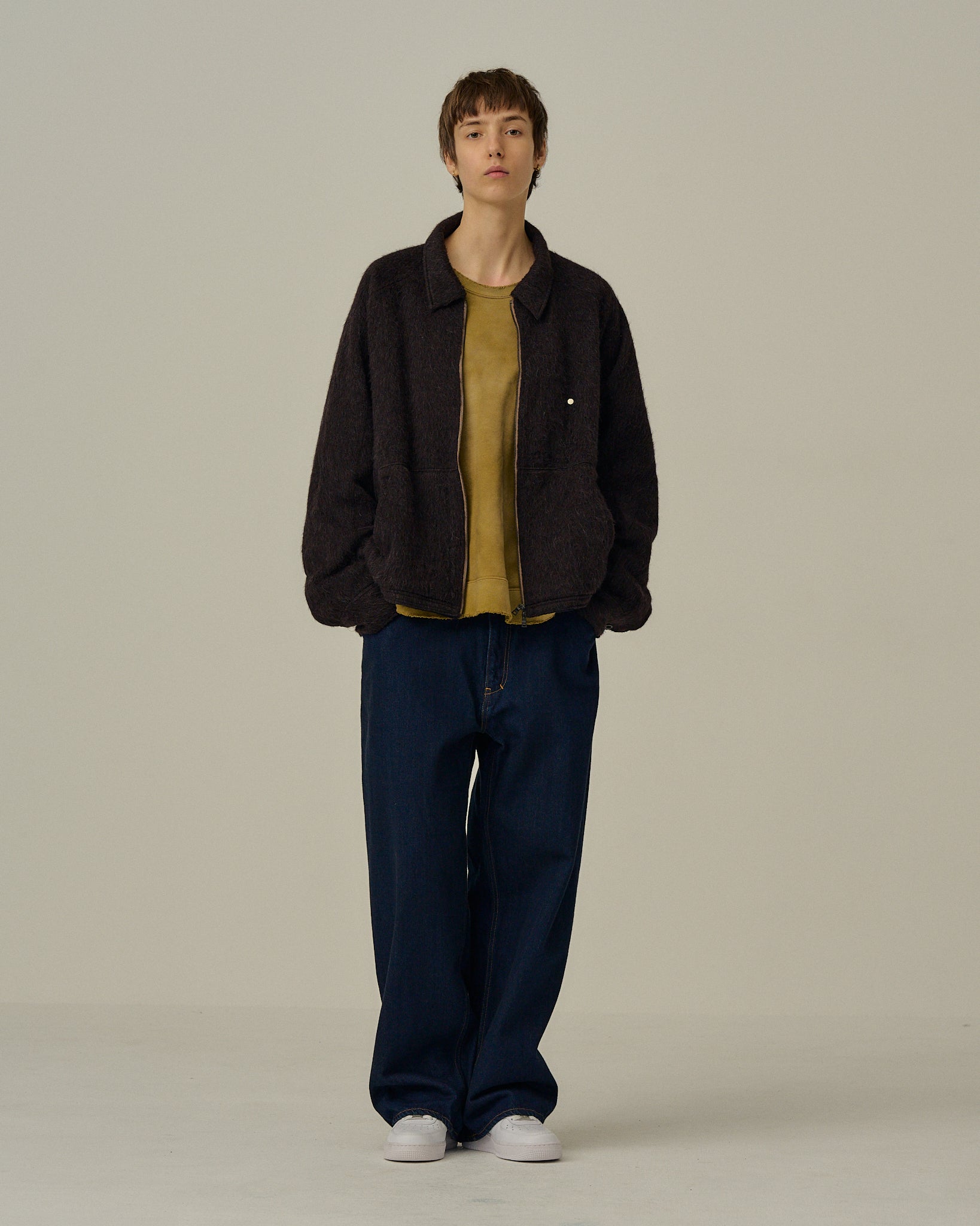 SHAGGY ZIP UP SHIRT(BROWN)