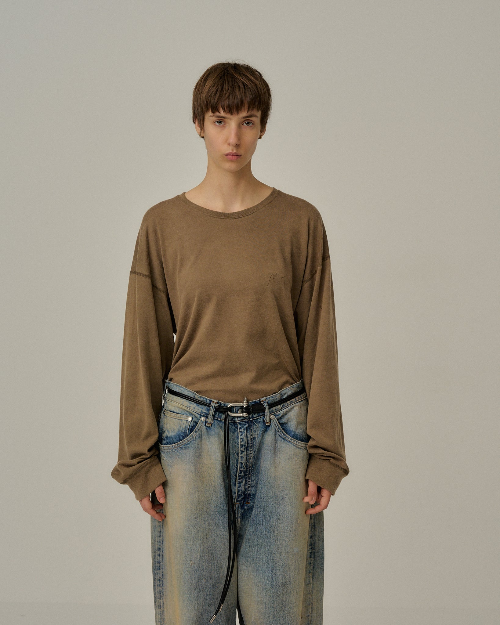 UNEVENNESS LS T-SHIRT(BROWN)