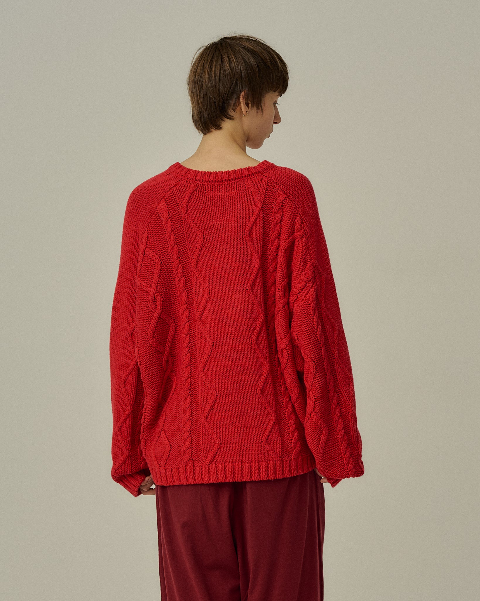 CABLE STICH KNIT(RED)