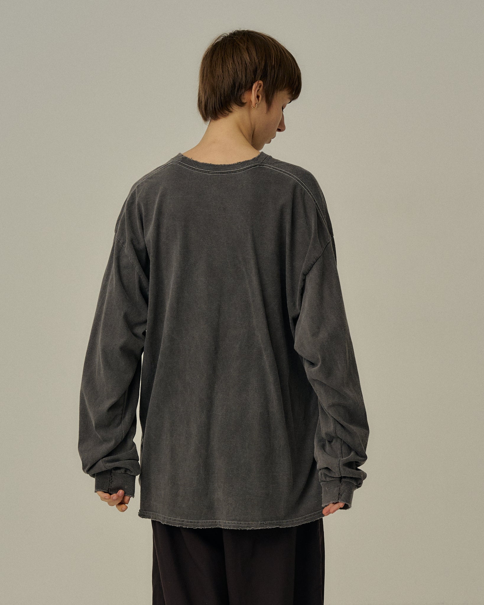 EMBROIDERY DYED LS T-SHIRT(F.BLACK)