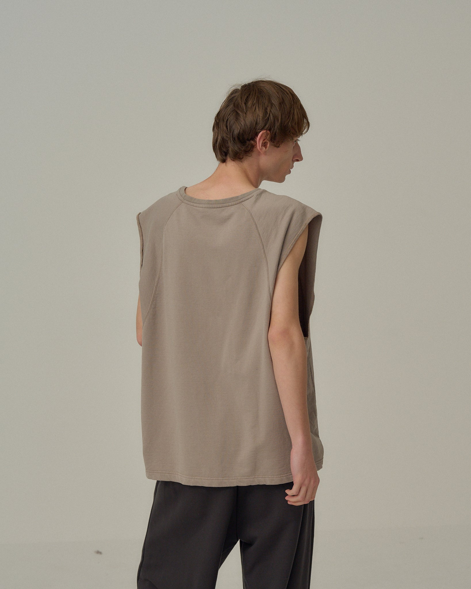 FADED SLEEVELESS T-SHIRT(BEIGE)