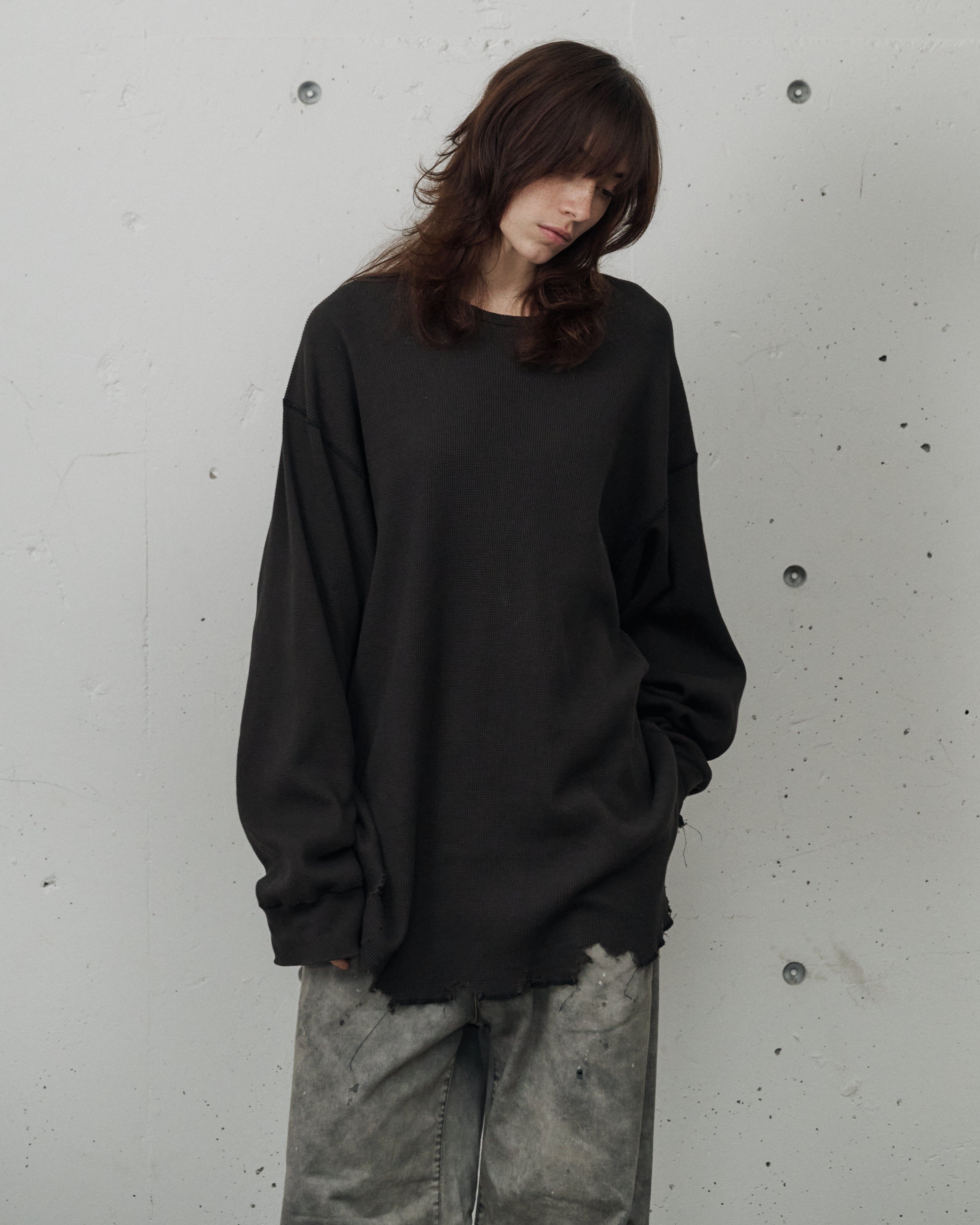 アンセルム　DAMAGE WAFFLE CREW LS(D.BROWN) DAMAGE WAFFLE CREW LS(D.BROWN)