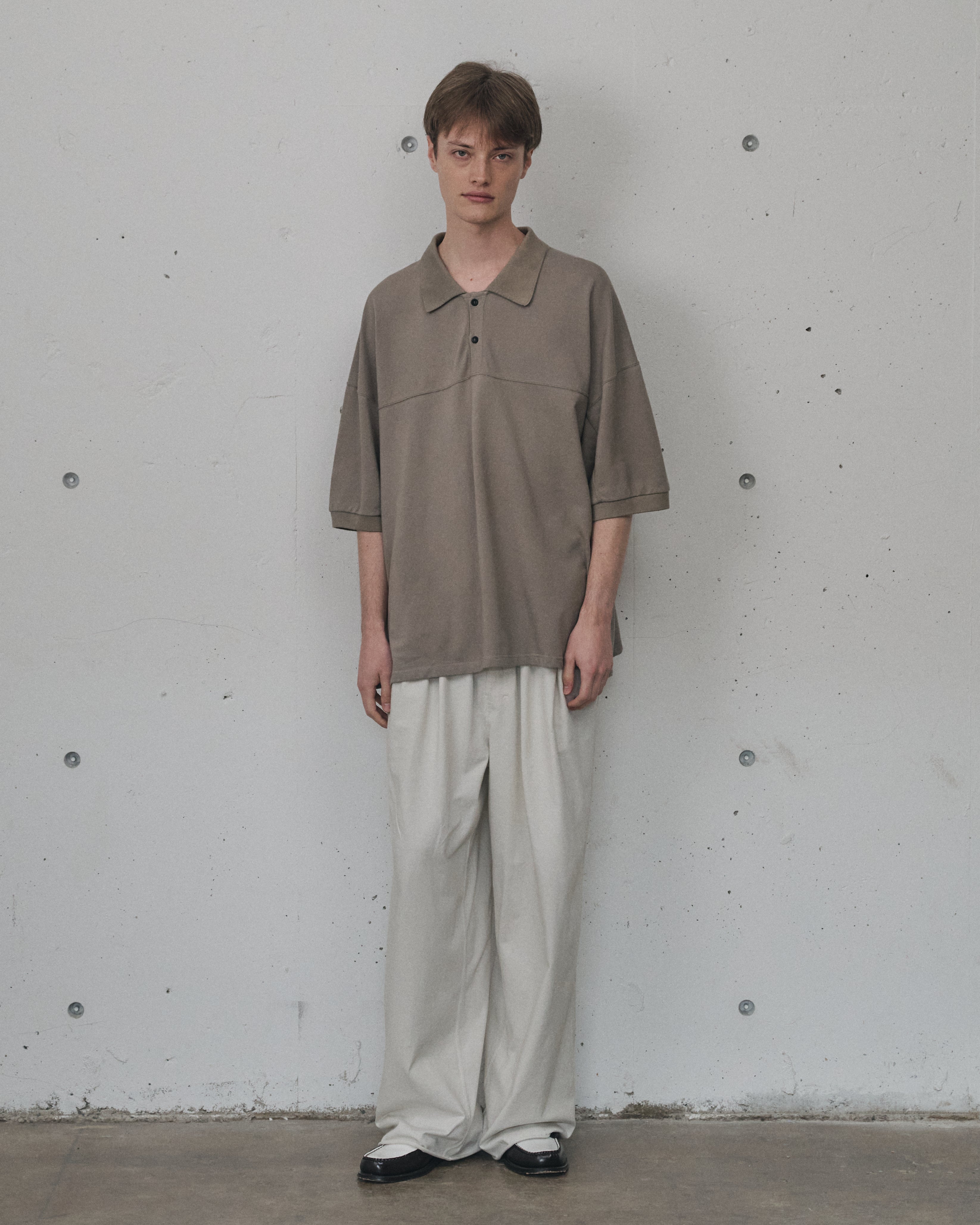 DRAPE WIDE EASY CUT SLACKS(WHITE)