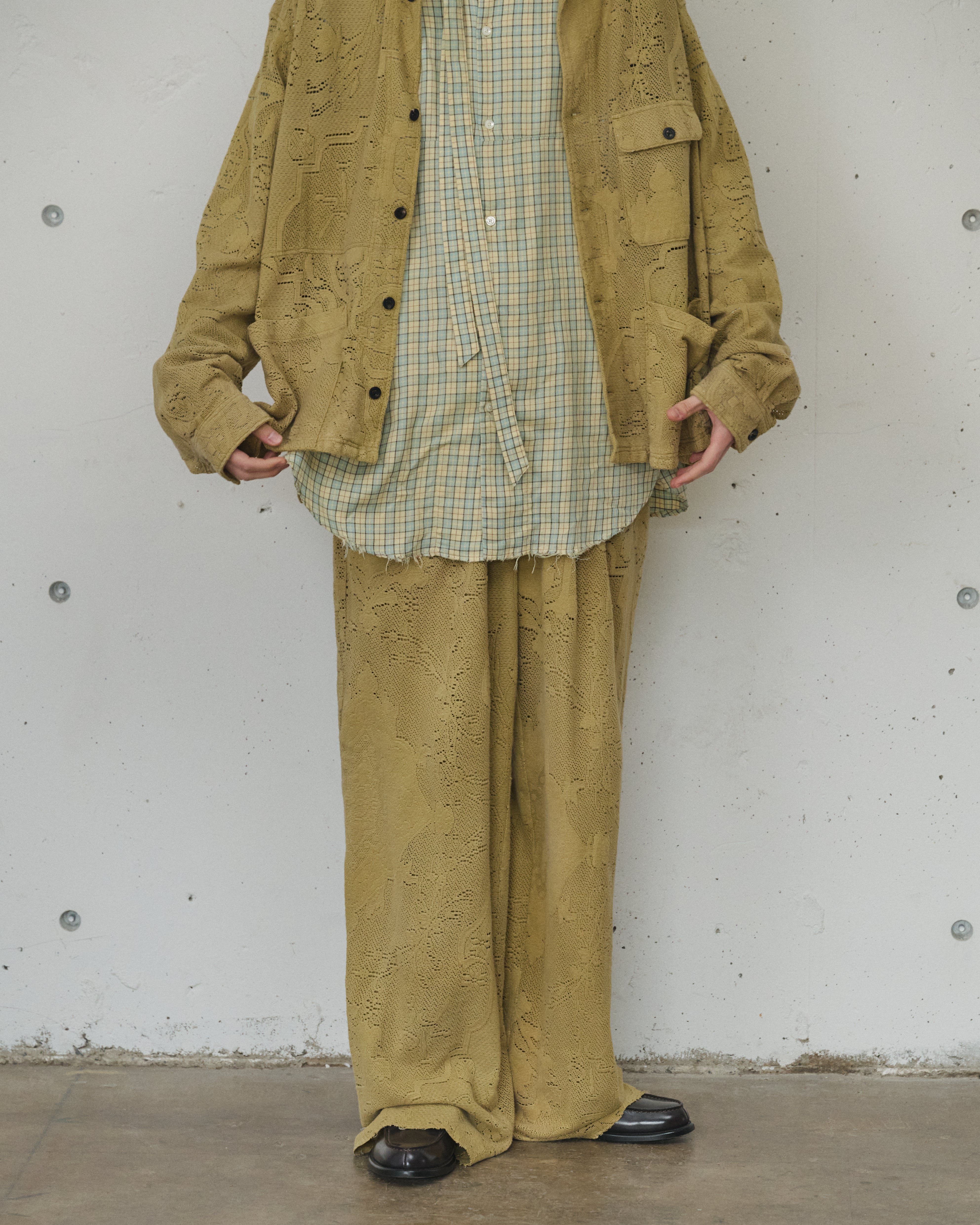 AGING LACE DOUBLE PANEL SLACKS(MUSTARD)